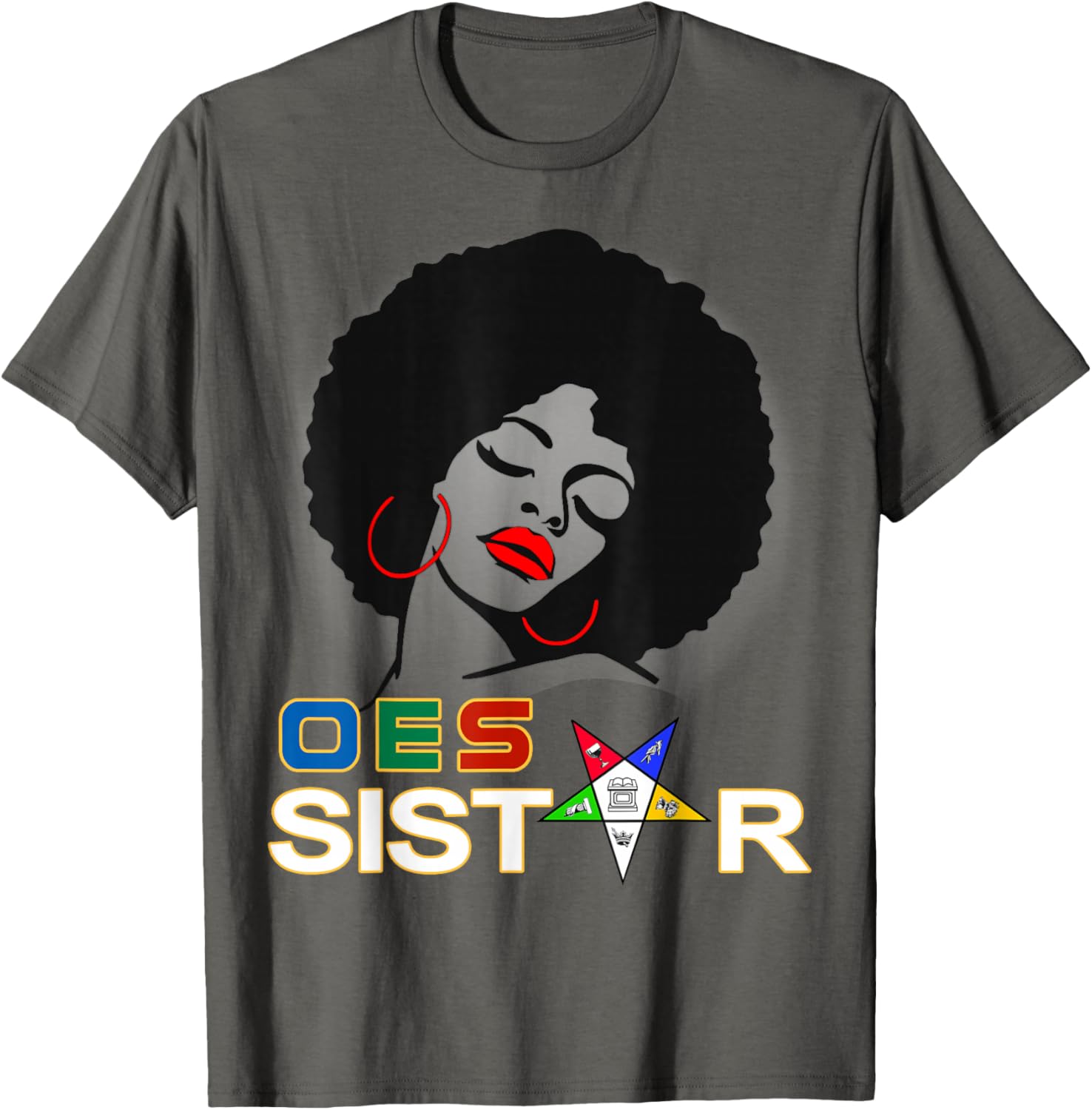Beautiful Red Afro Earrings and Sistar Eastern Star T-Shirt for Girls - 21