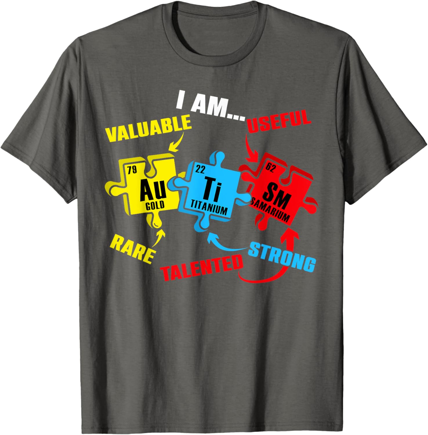 Chemistry Elements Periodic Table Puzzle T-Shirt for Autism Awareness - 7