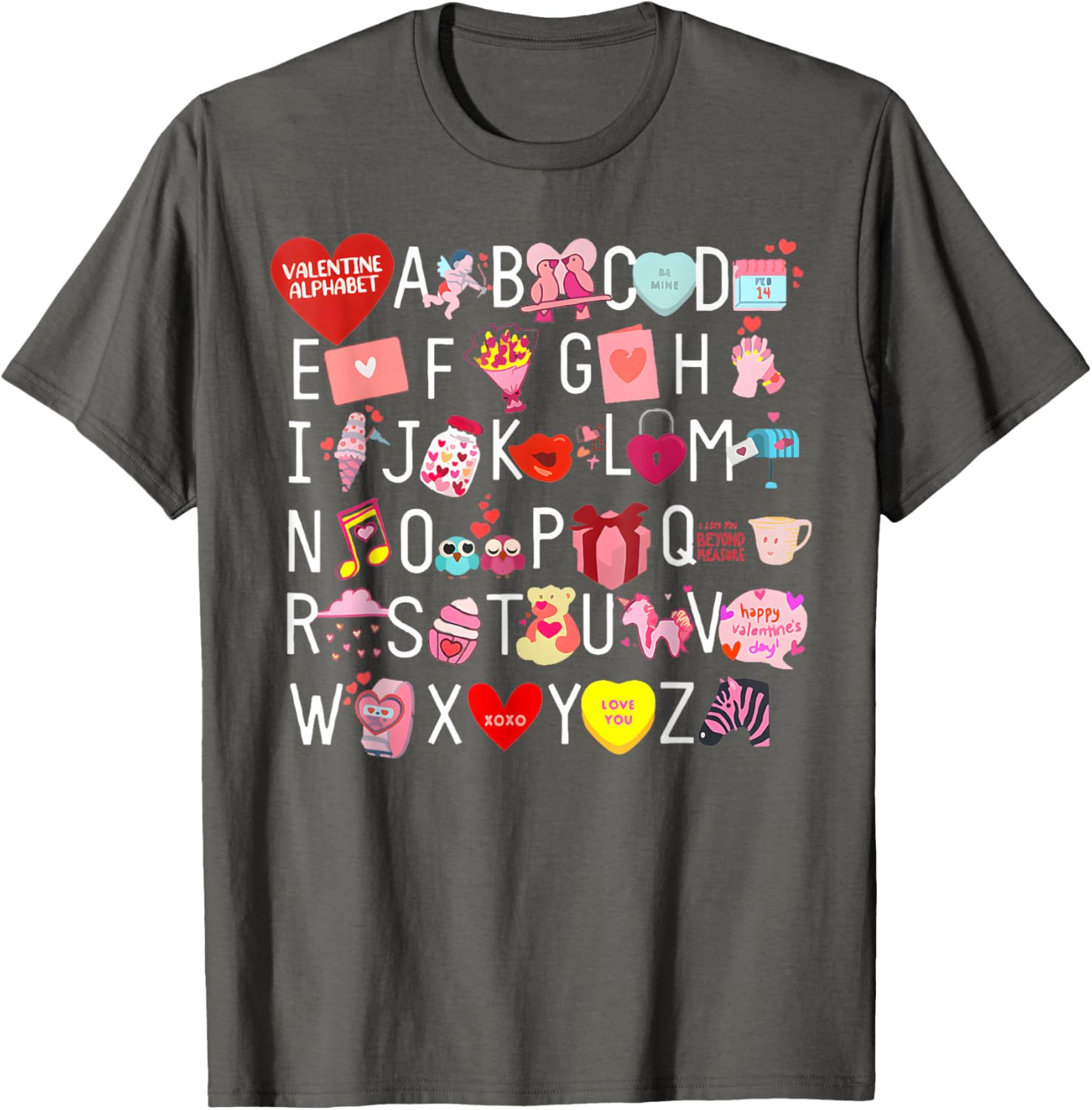 Funny ABC Teacher Appreciation Valentine's Day T-Shirt for Educators - 22