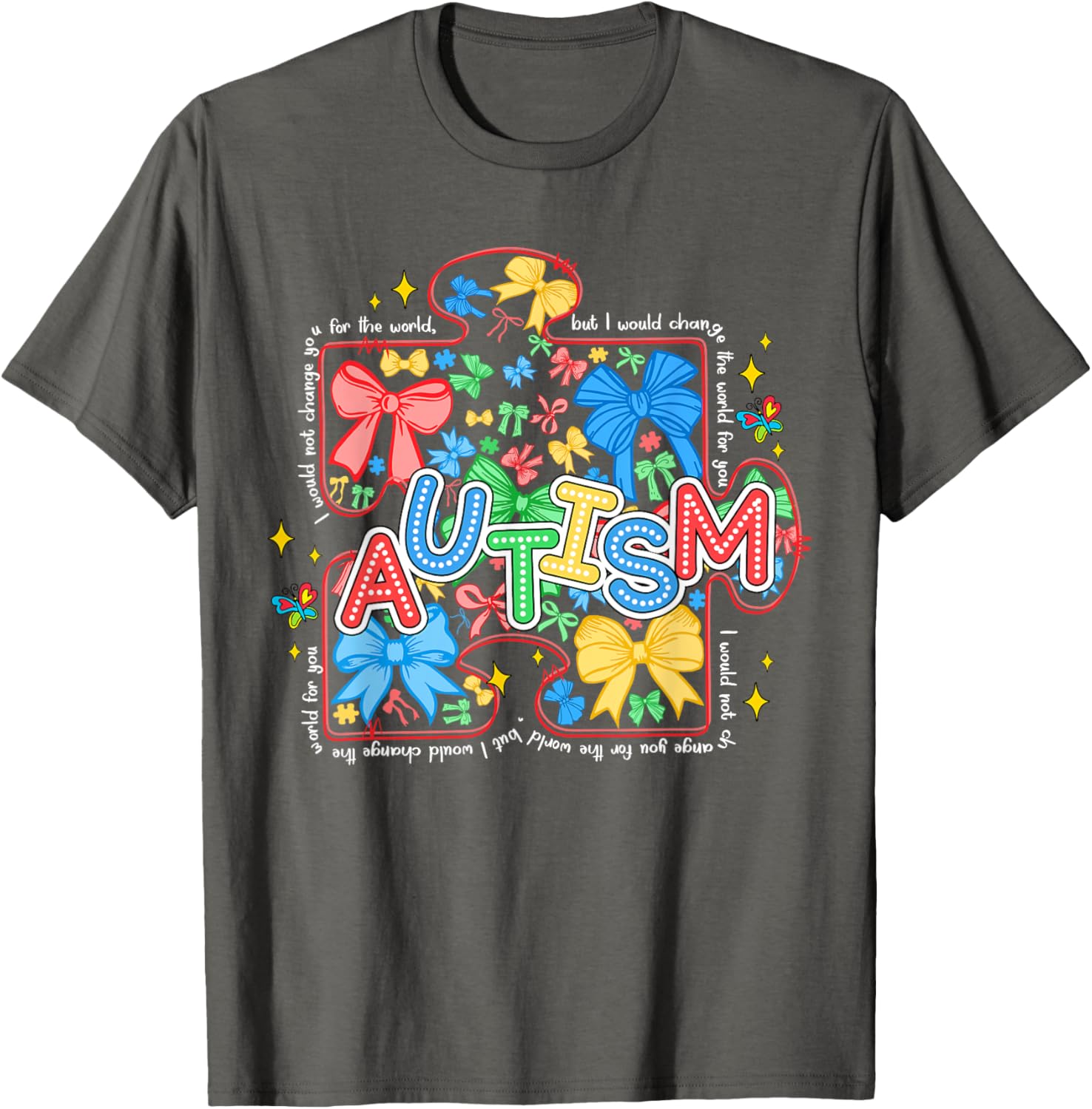 Autism Awareness Puzzle Bow Women's T-Shirt Cute and Stylish Design - 2