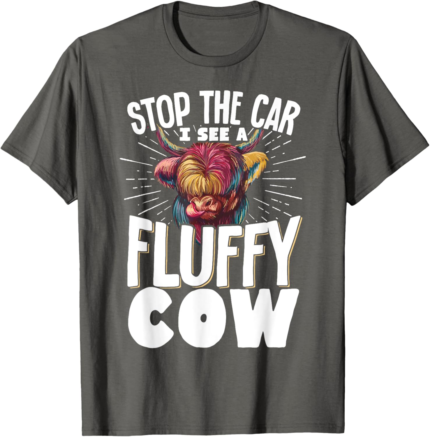 Fluffy Cow T-Shirt for Animal Lovers - Stop the Car Fun Tee - 18