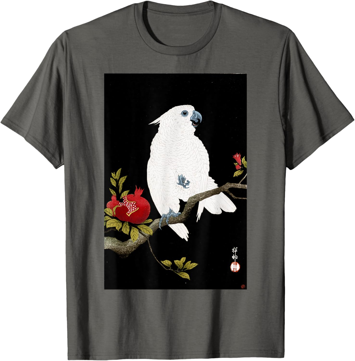 Koson Ohara Cockatoo and Pomegranate Japanese Art Bird T-Shirt - 23