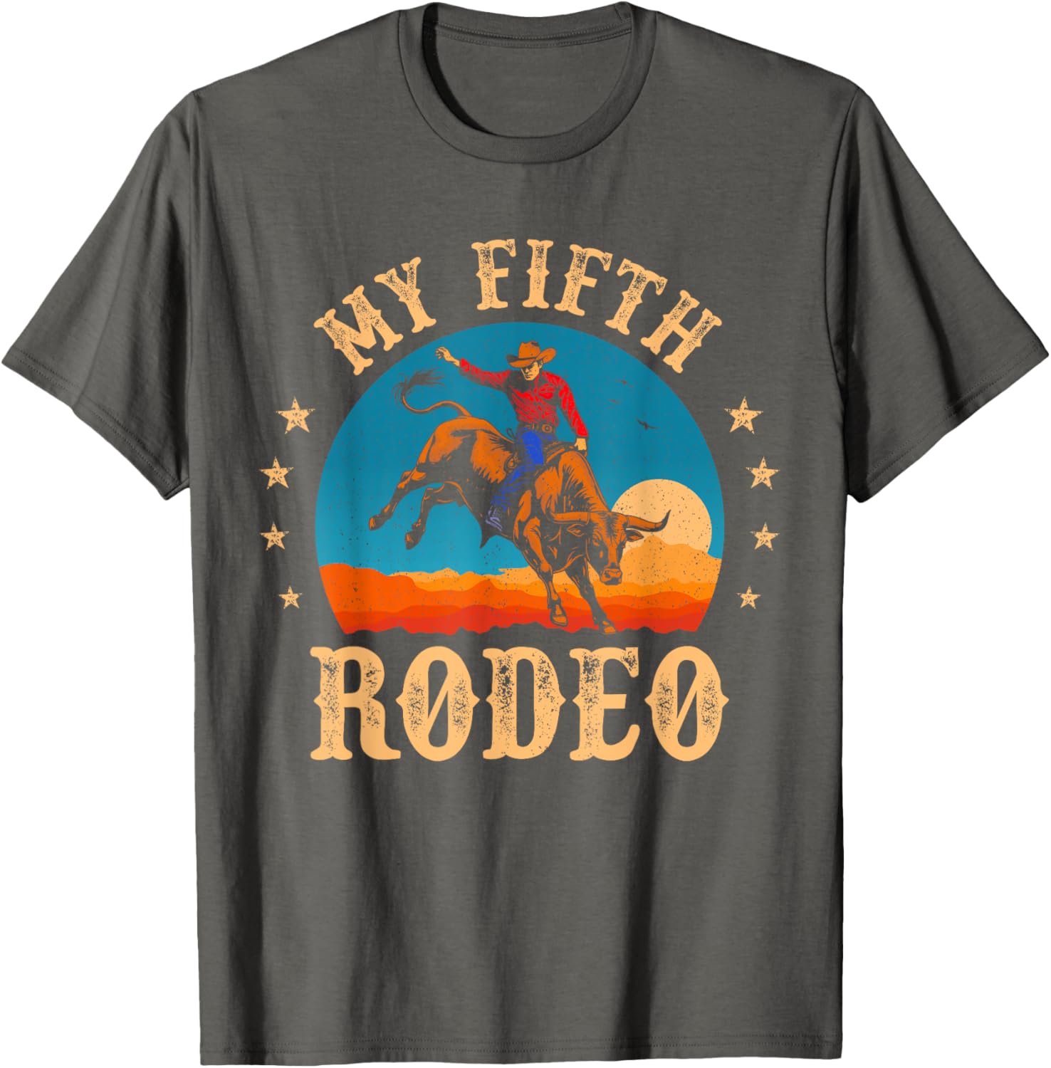 My Fifth Rodeo Cowboy Bull Riding T-Shirt for 5th Birthday Fun - 3