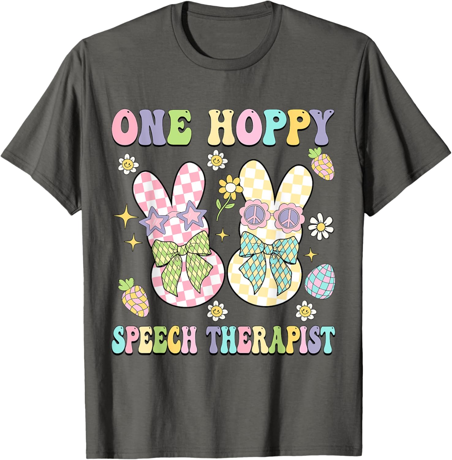 Hoppy Easter Bunny SLP Coquette T-Shirt for Speech Therapists - 1