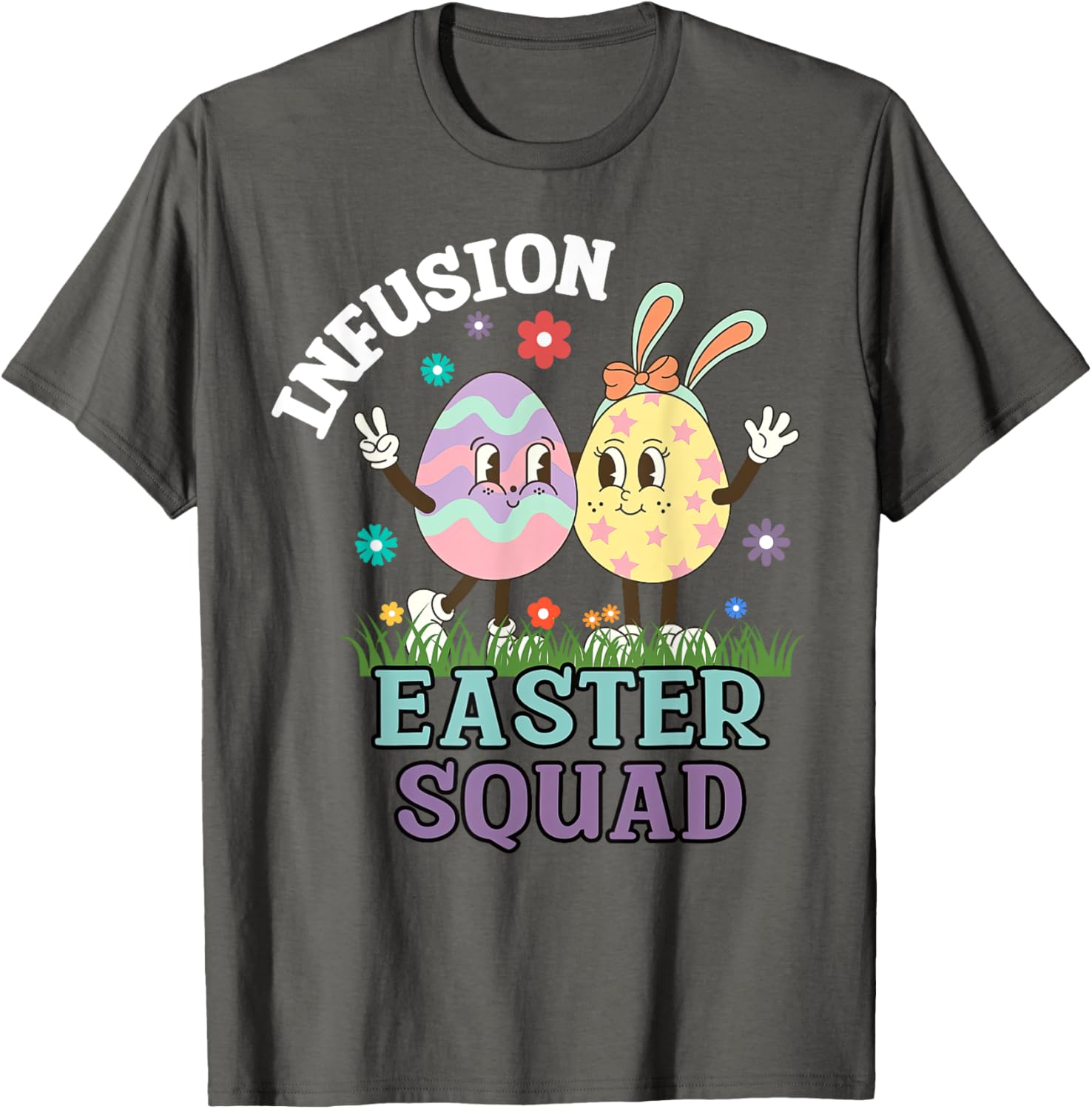 Infusion Nurse Easter Squad Bunny Eggs T-Shirt for Oncology Nurses - 14