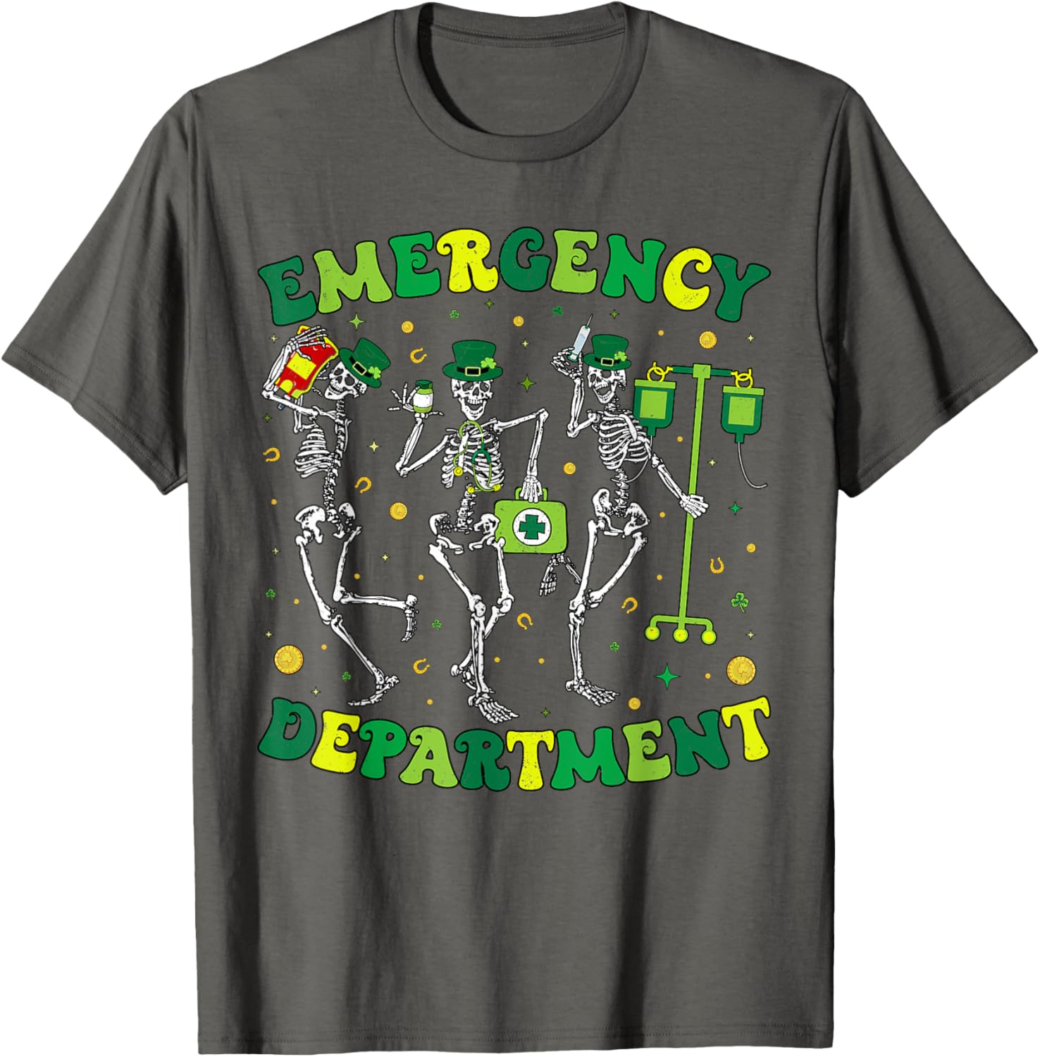 St Patricks Day Skeleton T-Shirt for Emergency Department Fun - 13