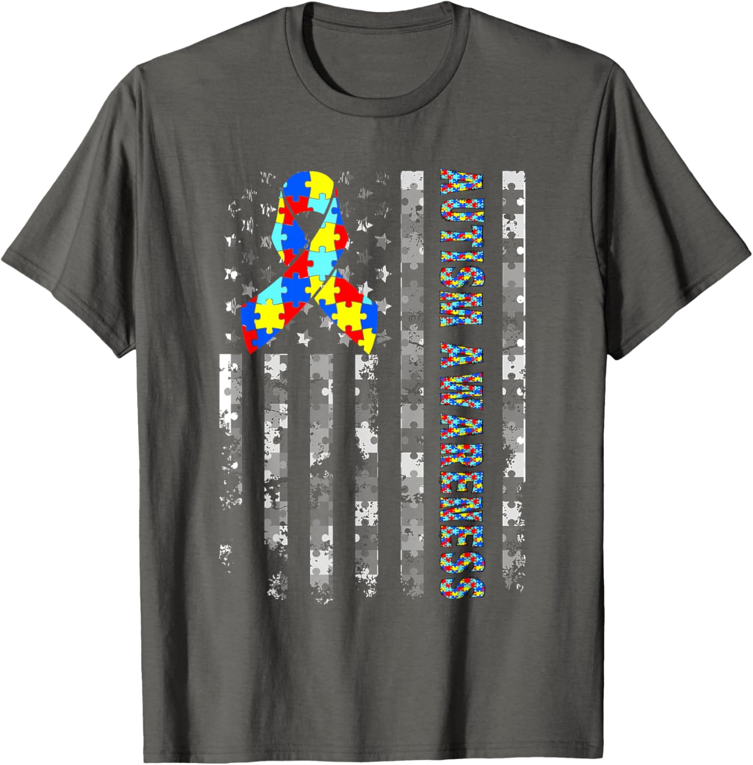 Autism Awareness USA Flag T-Shirt for Moms and Dads - Support and Love - 9
