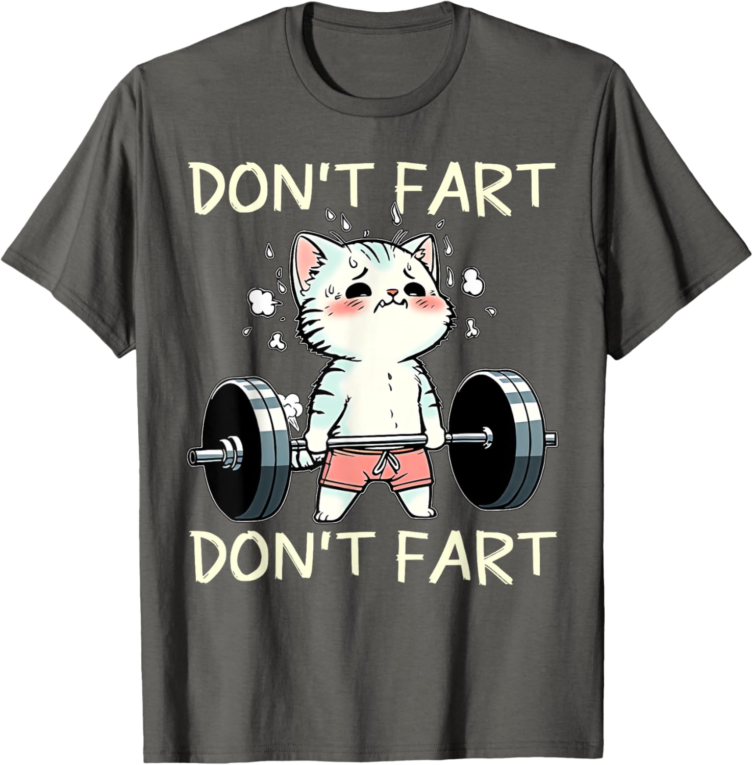 Funny Don't Fart Cat Weight Lifting T-Shirt for Fitness Lovers - 15