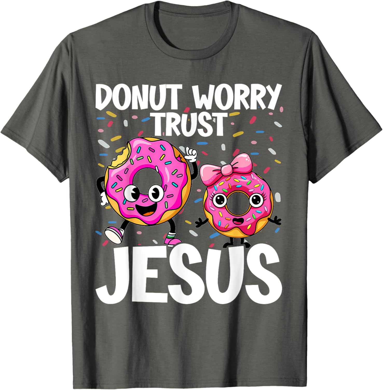 Donut Worry Trust Jesus Funny Christian T-Shirt for Happy Donut Lovers - 2