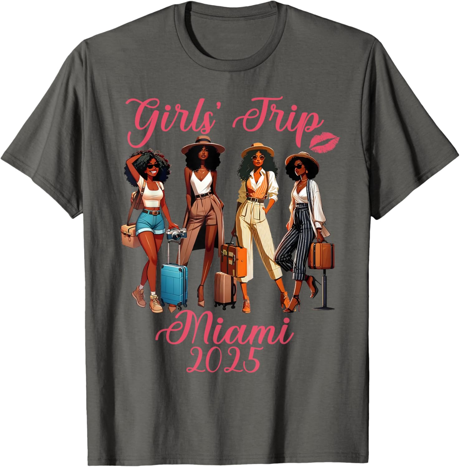 Miami Girls Trip 2025 Birthday Squad T-Shirt for Black Girls Fun Vacation - 9