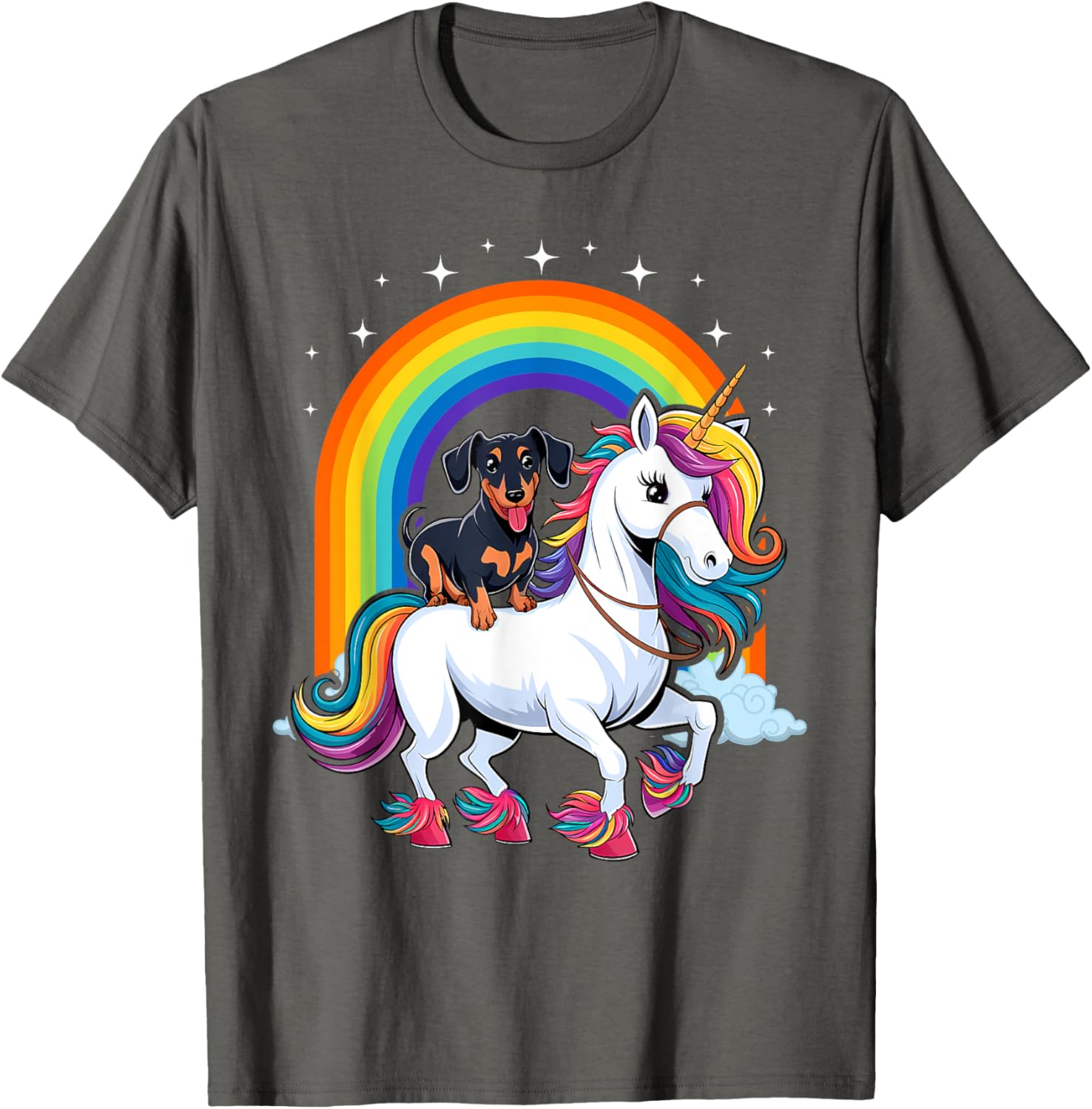 Dachshund Unicorn Galaxy Rainbow T-Shirt for Girls and Dogs - 5