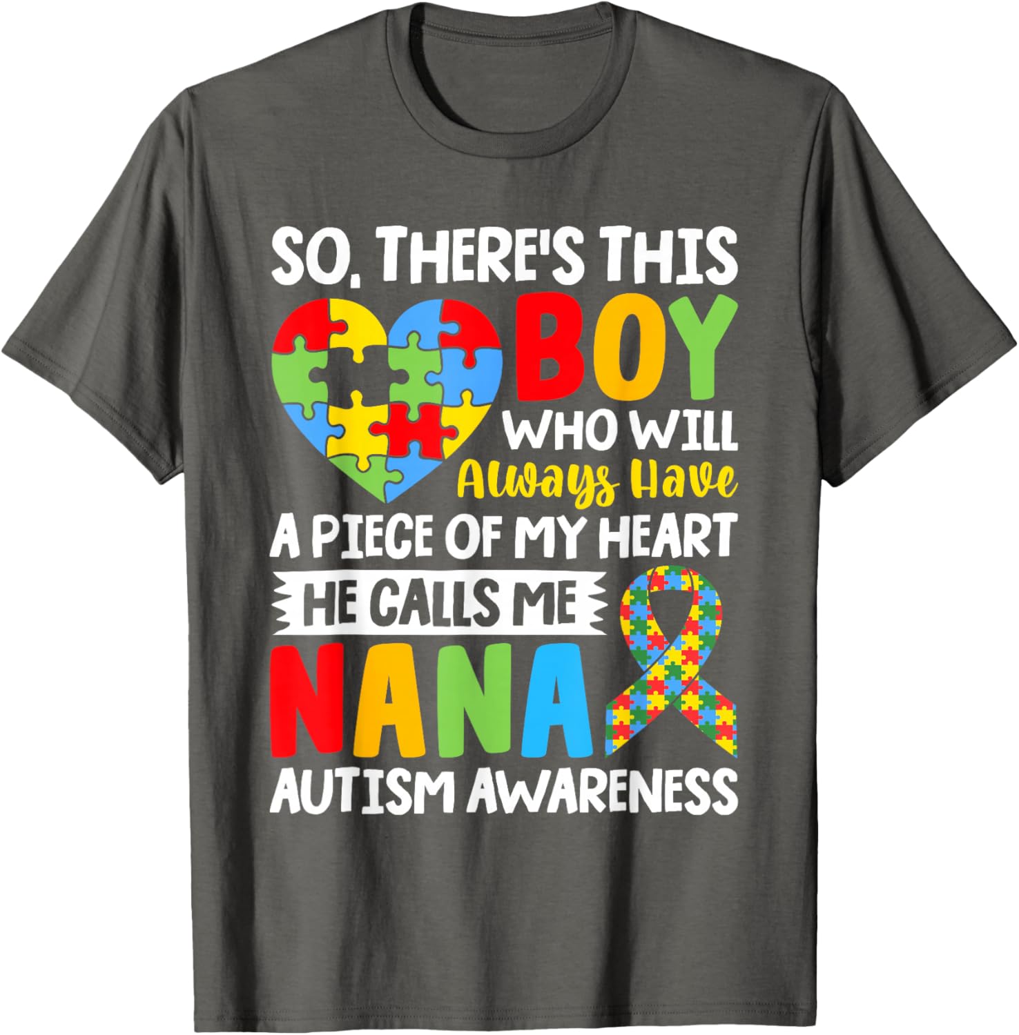 Proud Autism Grandma T-Shirt Heart Design for Nana Autism Awareness - 5