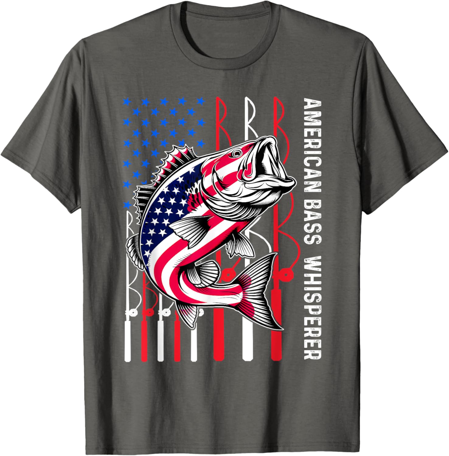 Patriotic Anglers American Bass Pro Whisperer Fisherman T-Shirt Design - 6