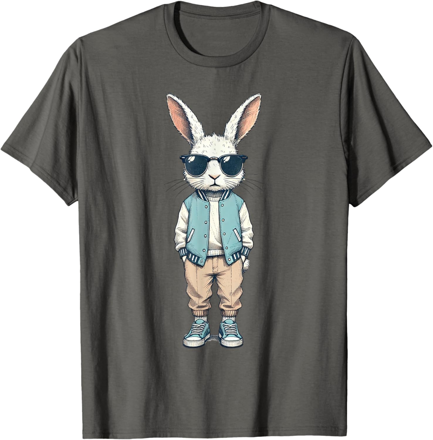 Boys Easter Bunny Rabbit T-Shirt with Sunglasses for Kids and Men - 14