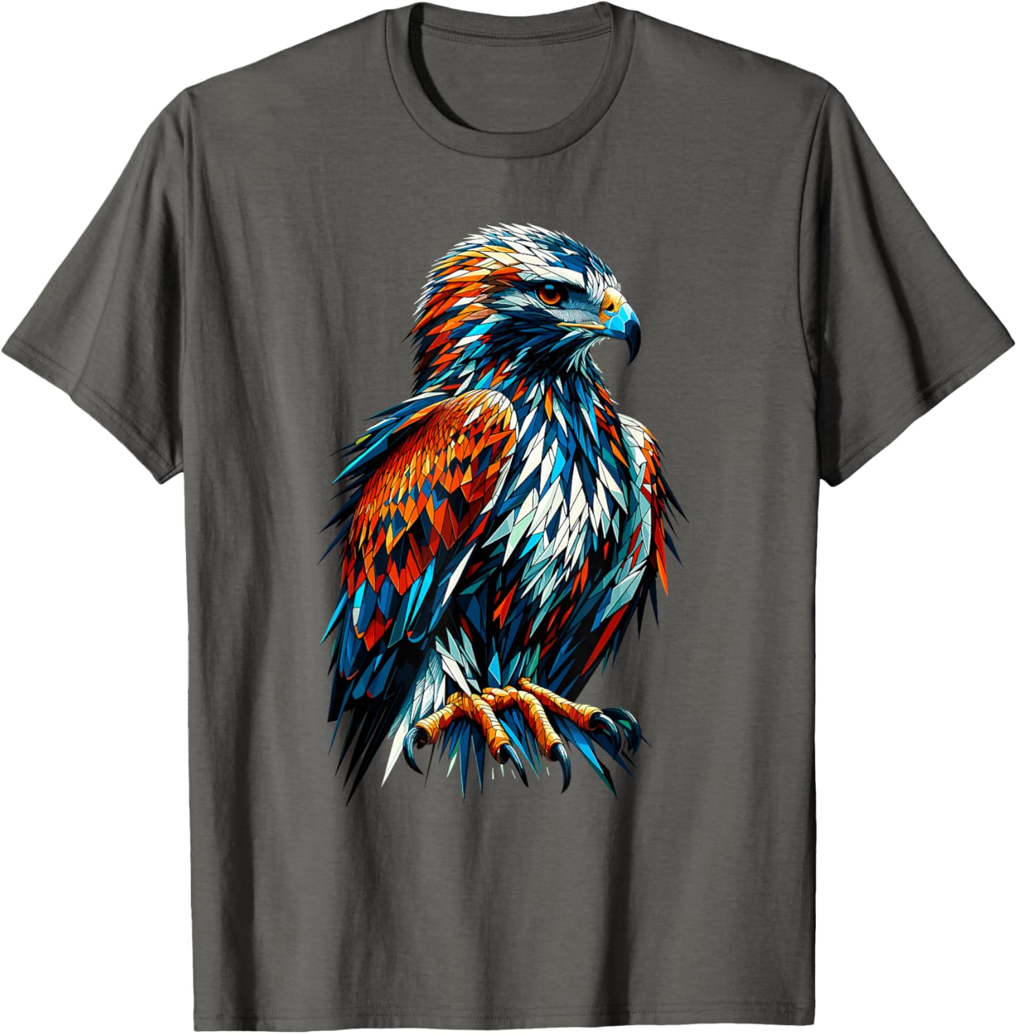 Polygon Art Hawk T-Shirt for Bird Lovers - Unique and Stylish Design - 7