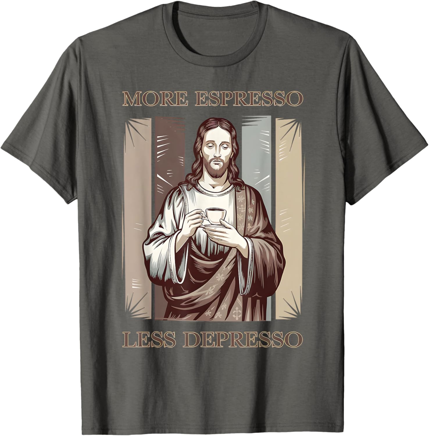 Jesus More Espresso Less Depresso Retro Coffee Lover T-Shirt - 7
