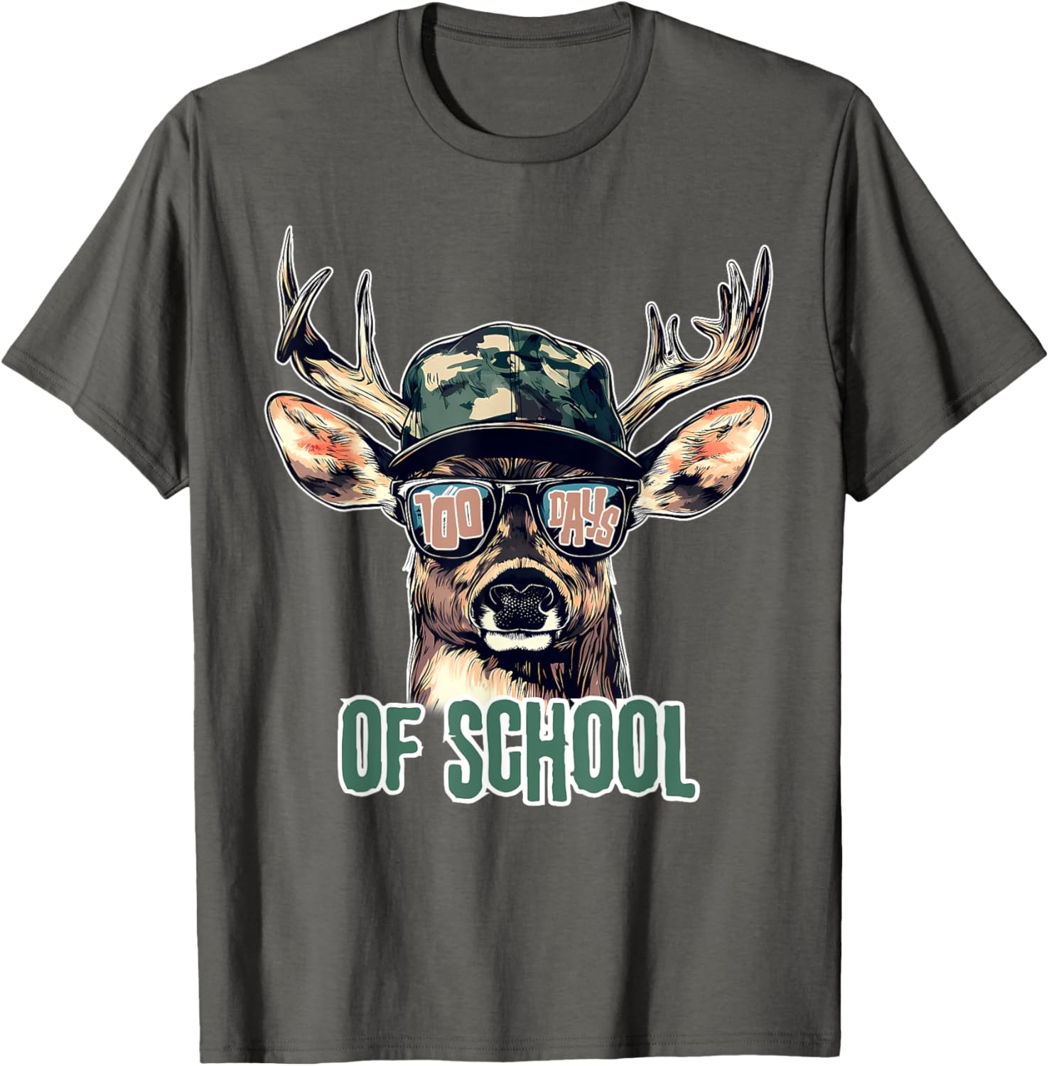 Bucked 100 Days of School Deer Hunting T-Shirt for Kids and Teens - 15