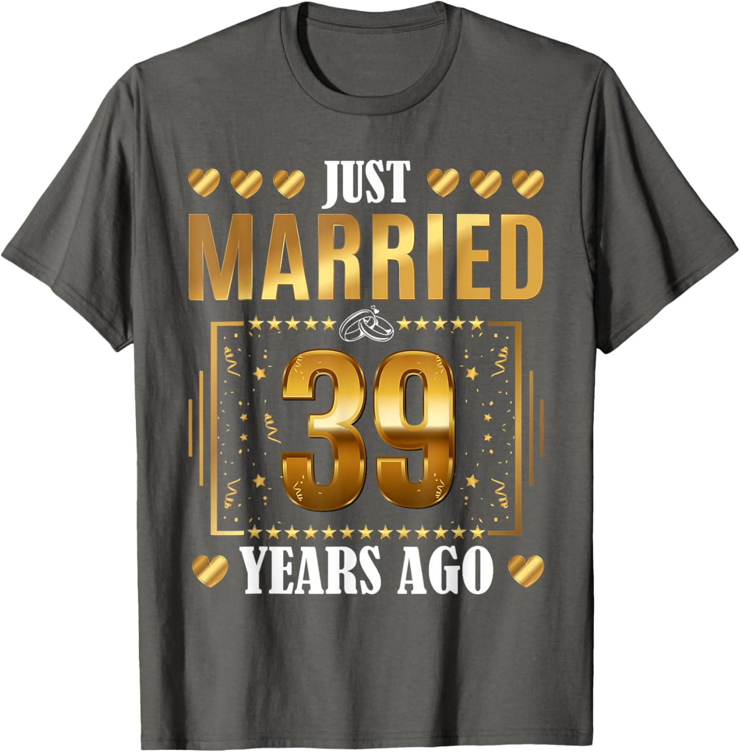 Just Married 39 Years Ago Couples T-Shirt for 39th Anniversary Celebration - 1