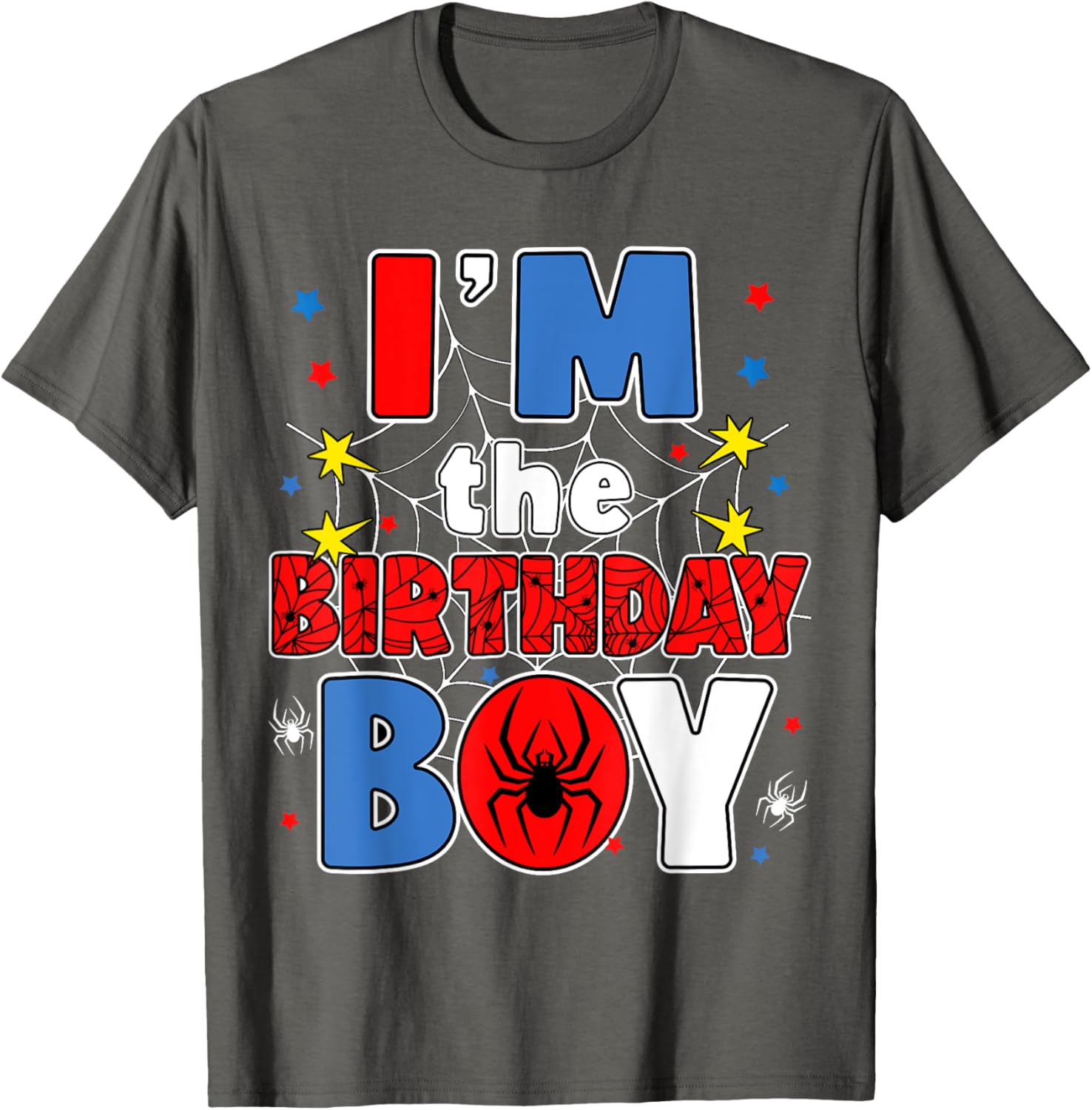 I'm The Birthday Boy Spider Web Family Party T-Shirt for Kids - 12