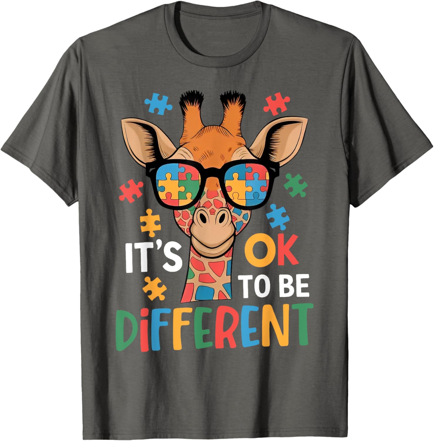 It's Okay to Be Different Giraffe Autism Awareness T-Shirt for Kids - 10
