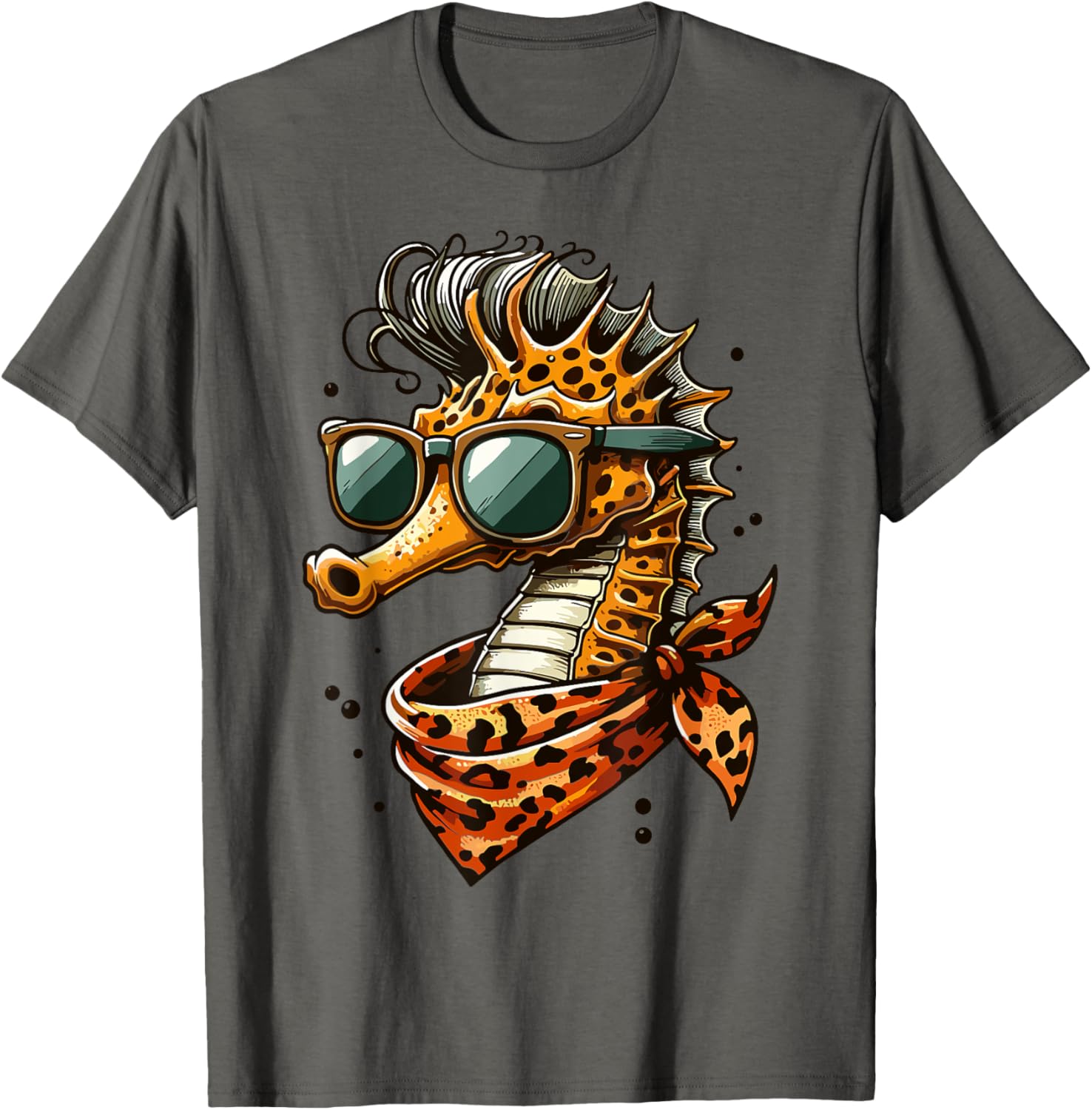 Seahorse with Leopard Scarf and Sunglasses Fun T-Shirt for Animal Lovers - 11