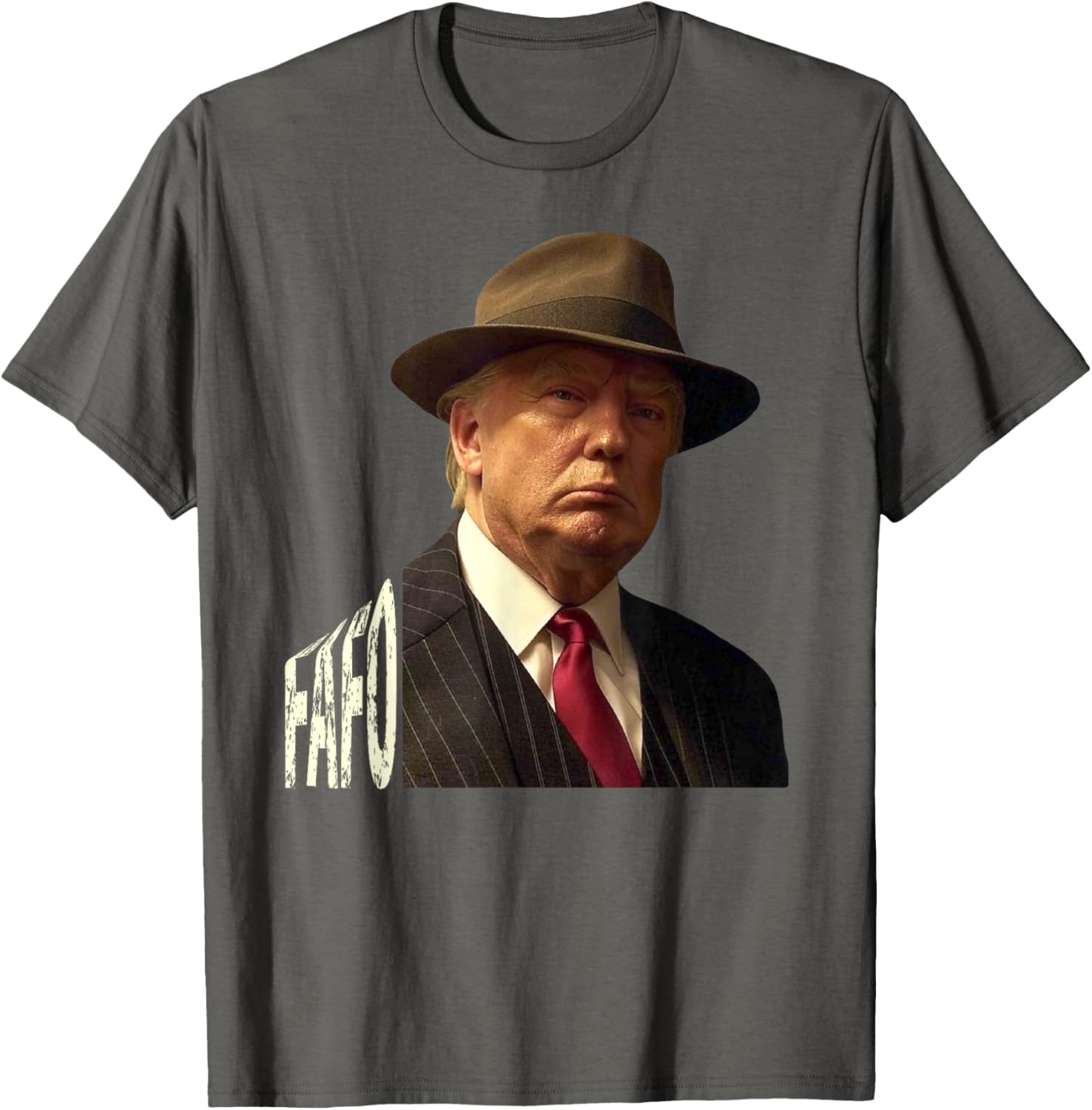 Humorous Trump Fafo Design Unisex Black Crew Neck T-Shirt for Adults - 16