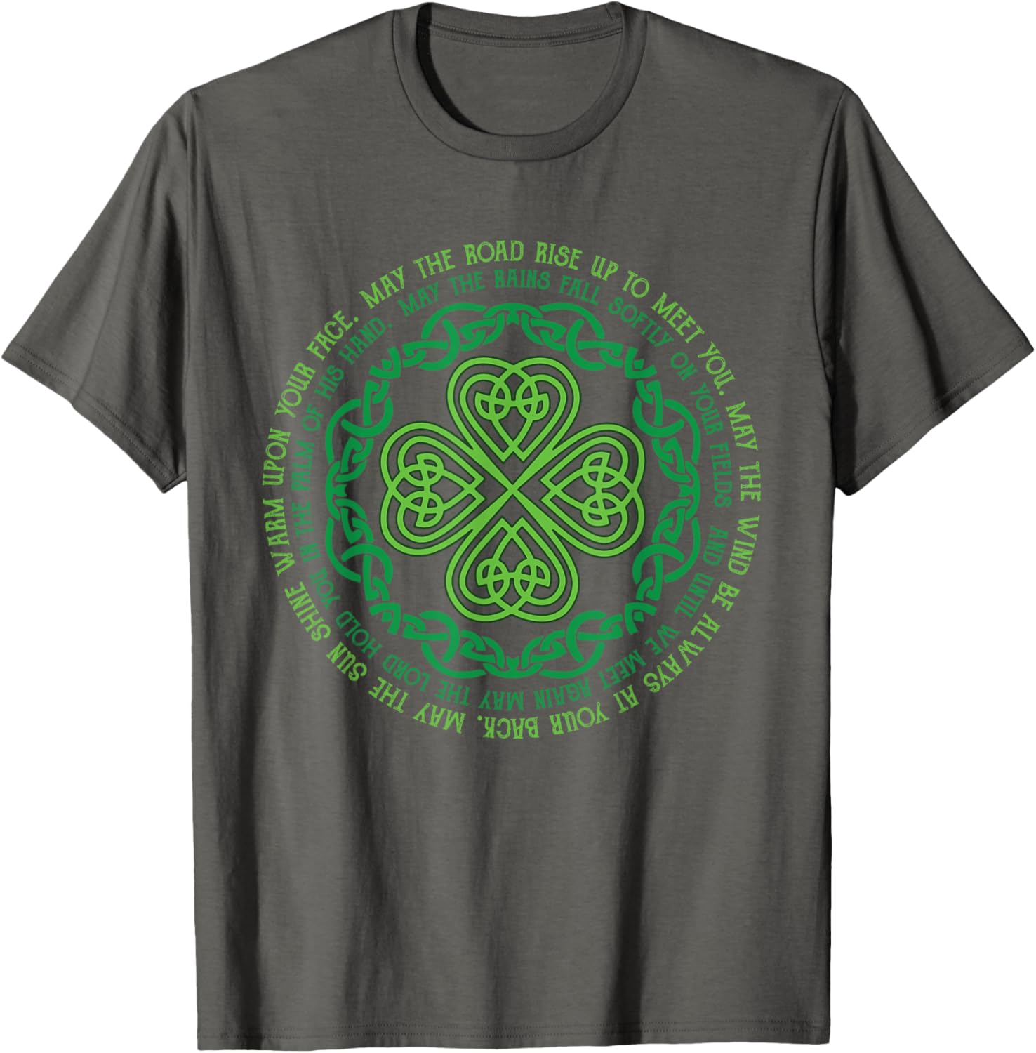 Irish Blessing T-Shirt with Celtic Knot and 4-Leaf Clover Design - 2