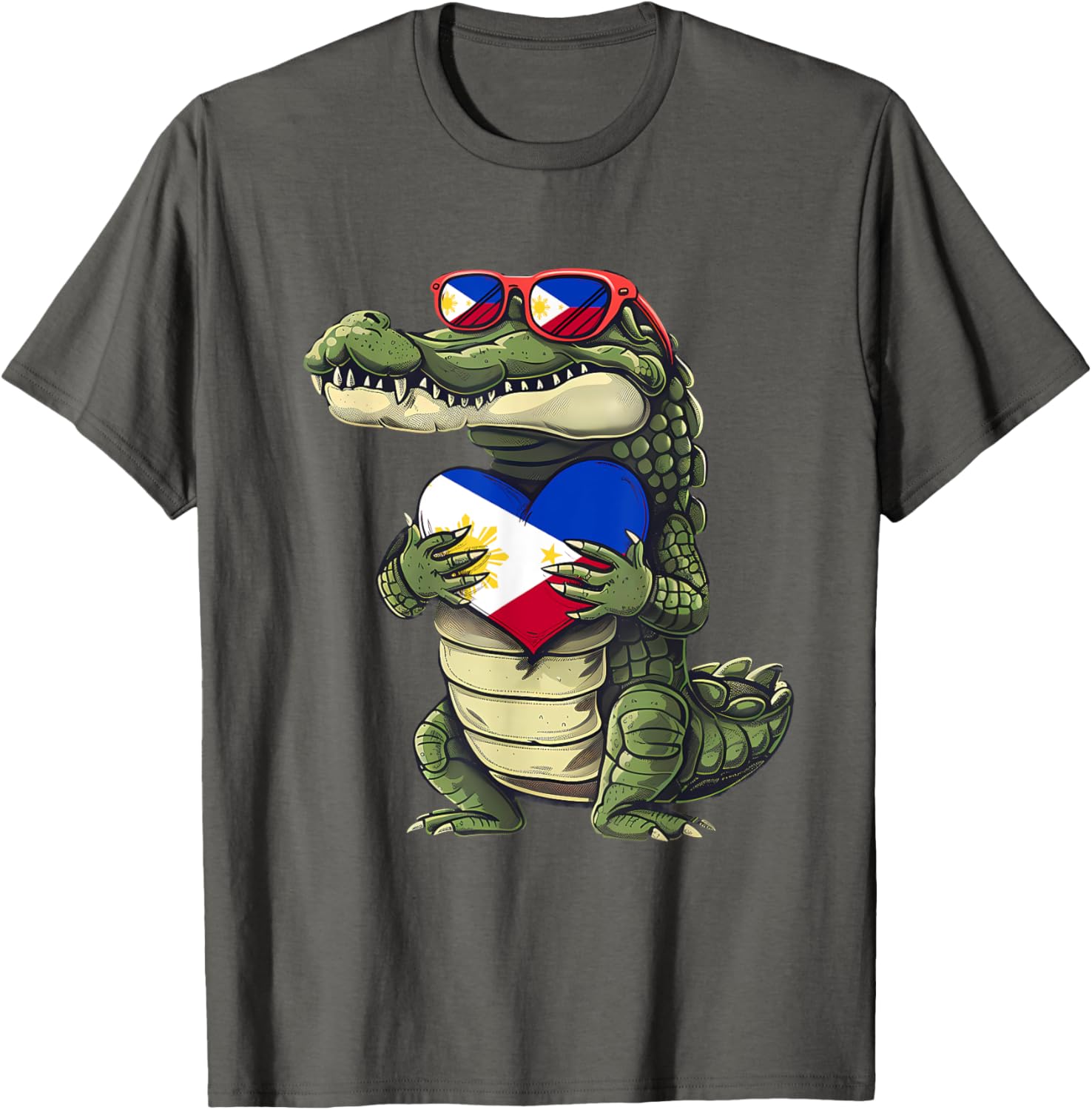 Philippines Crocodile Heart T-Shirt with Filipino Flag - Pilipinas Pride - 23