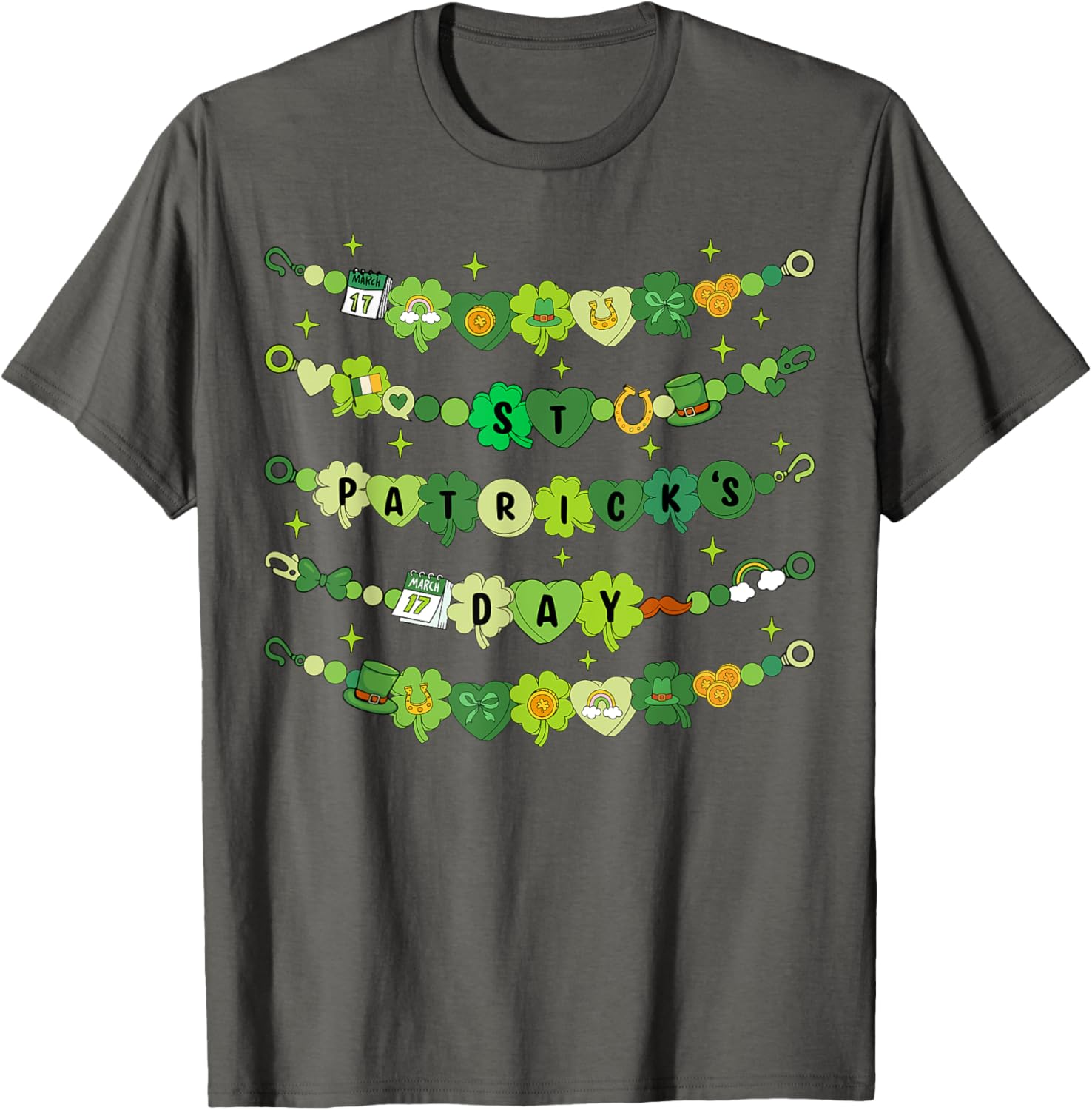 Happy St Patricks Day Friendship Bracelet T-Shirt for Girls - 17