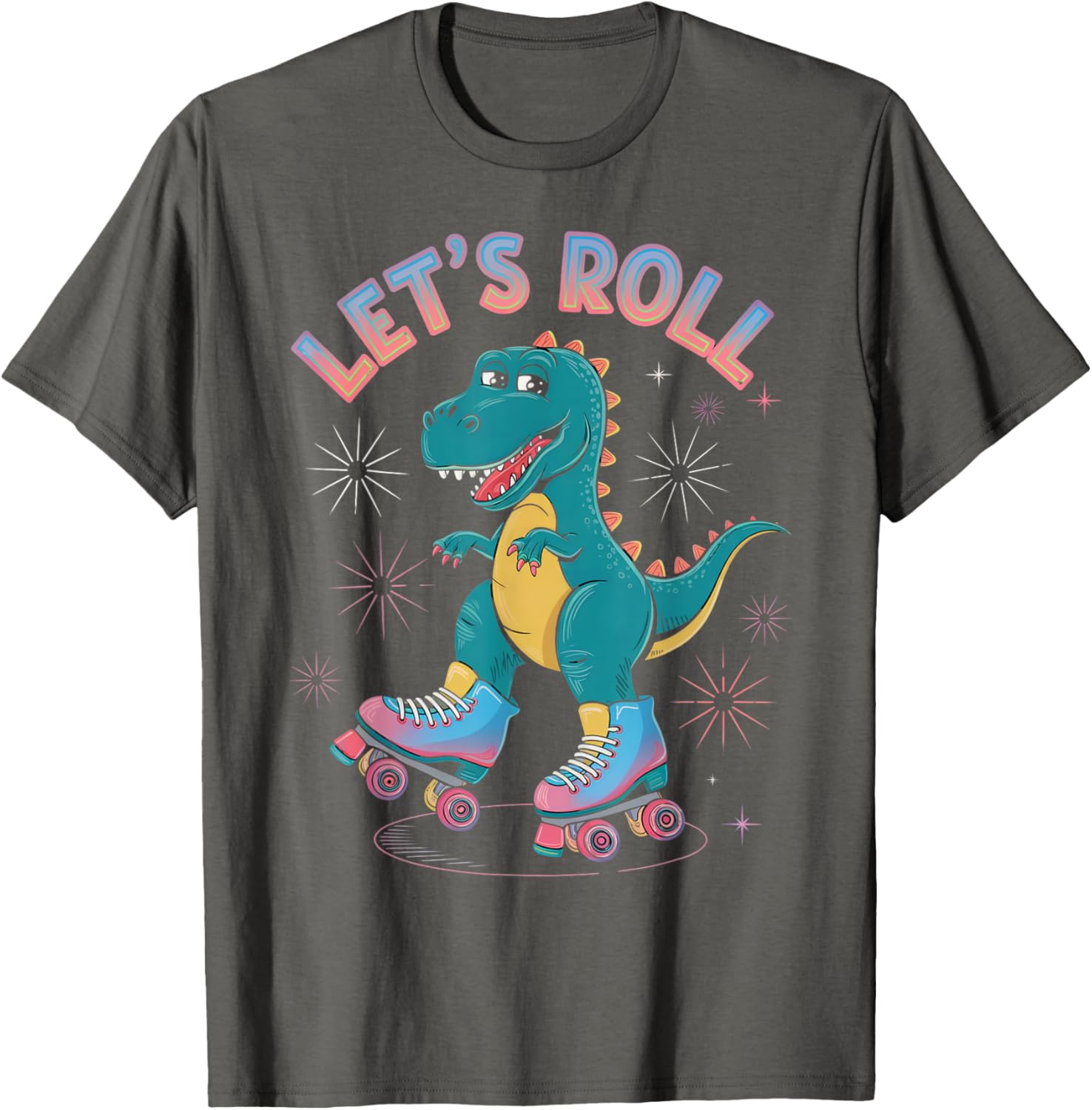 Dinosaur Roller Skates Women's T-Shirt Perfect for Roller Skating Parties - 6