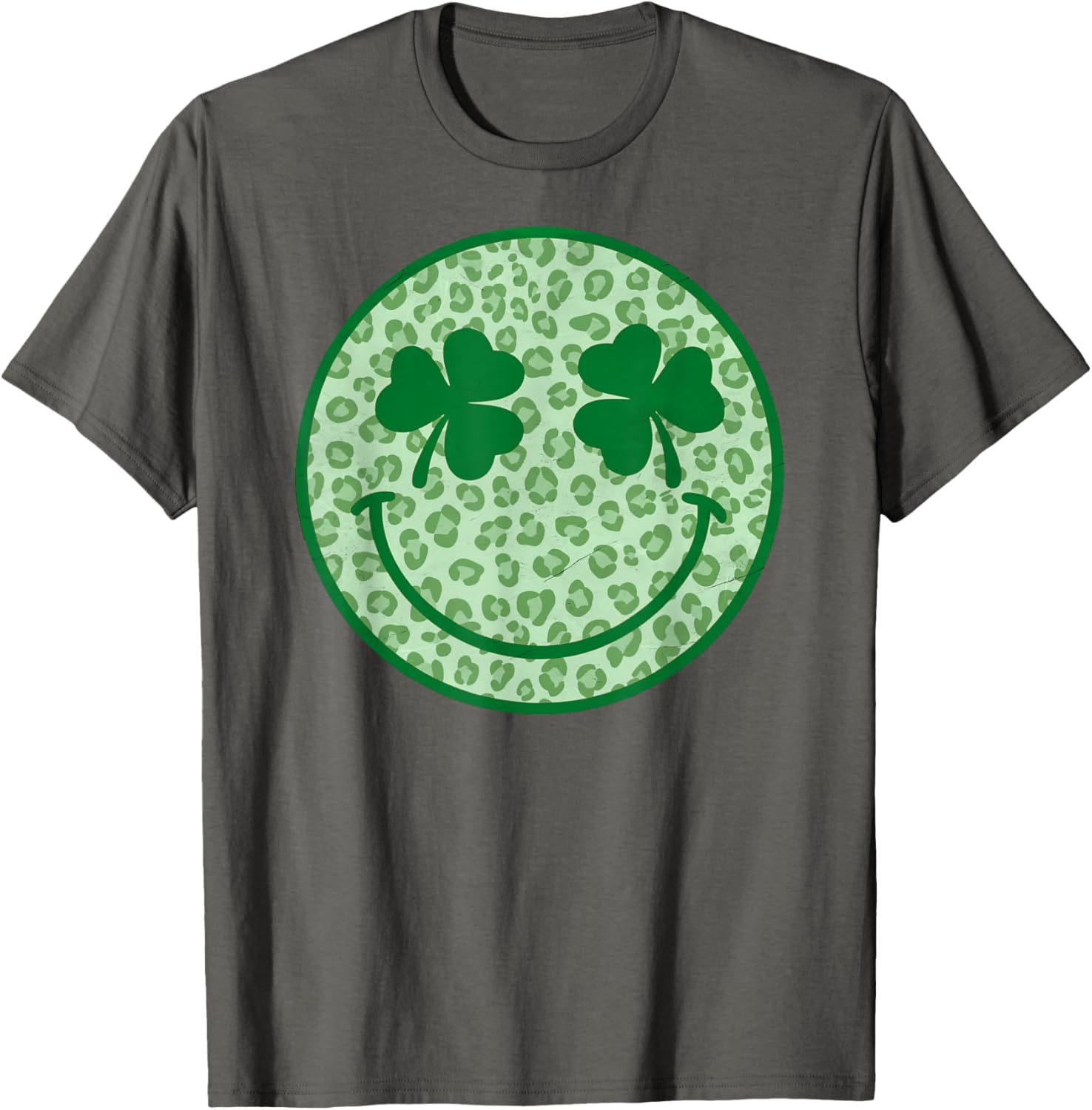 Smile Happy St Patricks Day Retro Shamrock Leopard T-Shirt for Fun Style - 15