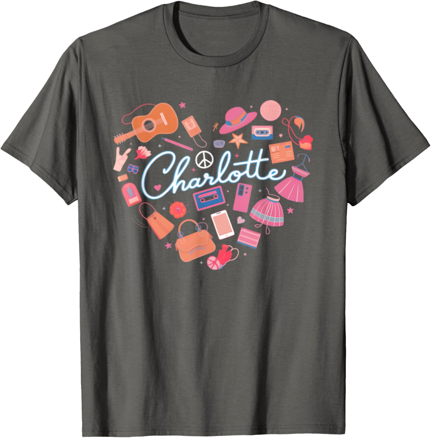 Personalized Charlotte Retro Heart T-Shirt for Girls - Cute Fashion Wear - 8
