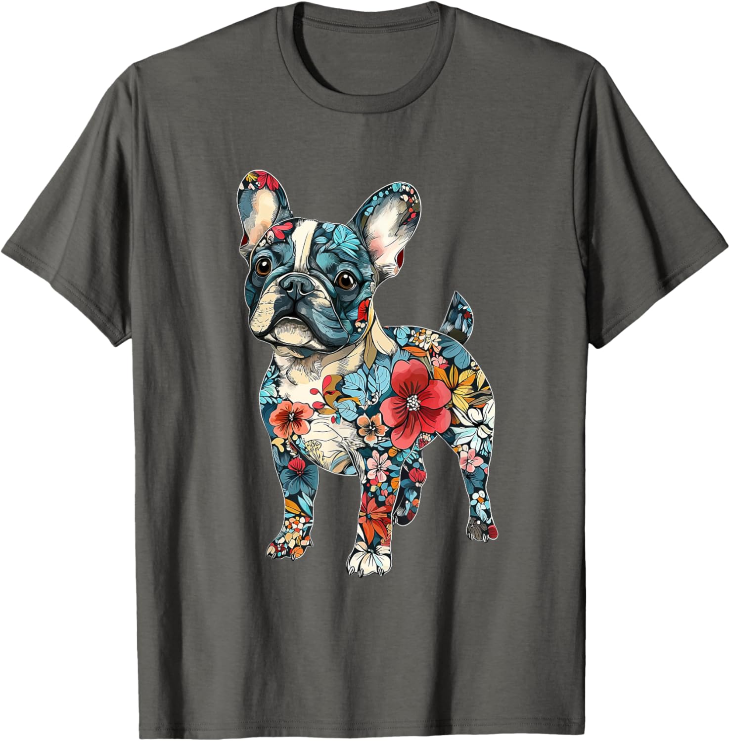 Cute French Bulldog Flower T-Shirt for Men, Women, Girls, and Kids - 4
