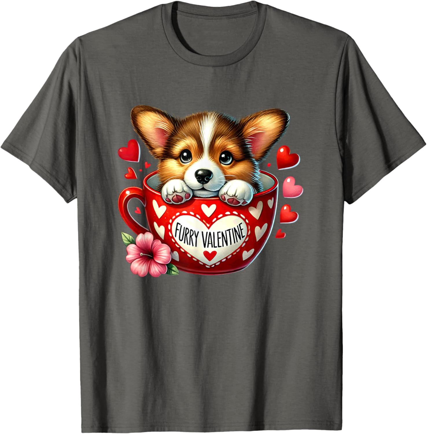 Furry Valentine Corgi Puppy Love T-Shirt for Dog Lovers and Friends - 18