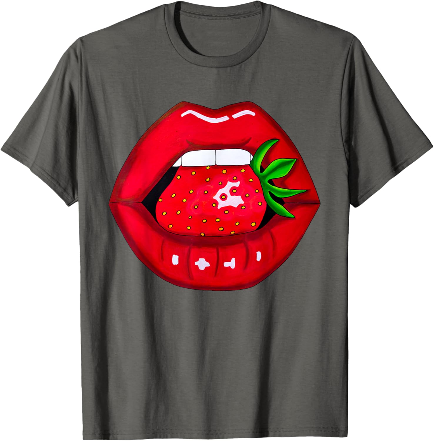 Sexy Strawberry Lips Red Lipstick Women's T-Shirt for Fun Fashion - 21