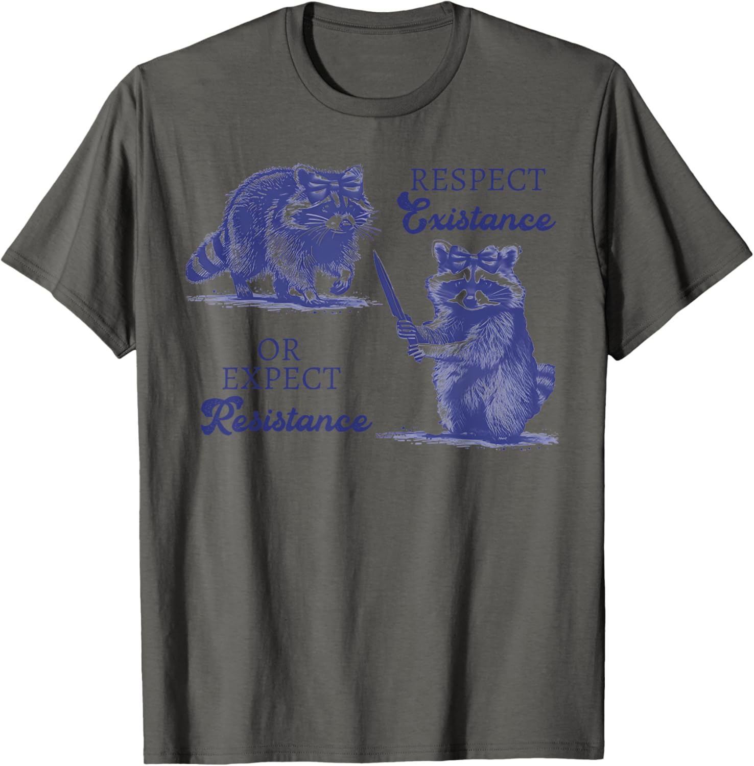Funny Raccoon T-Shirt - Respect Existence or Expect Resistance Outfit - 5