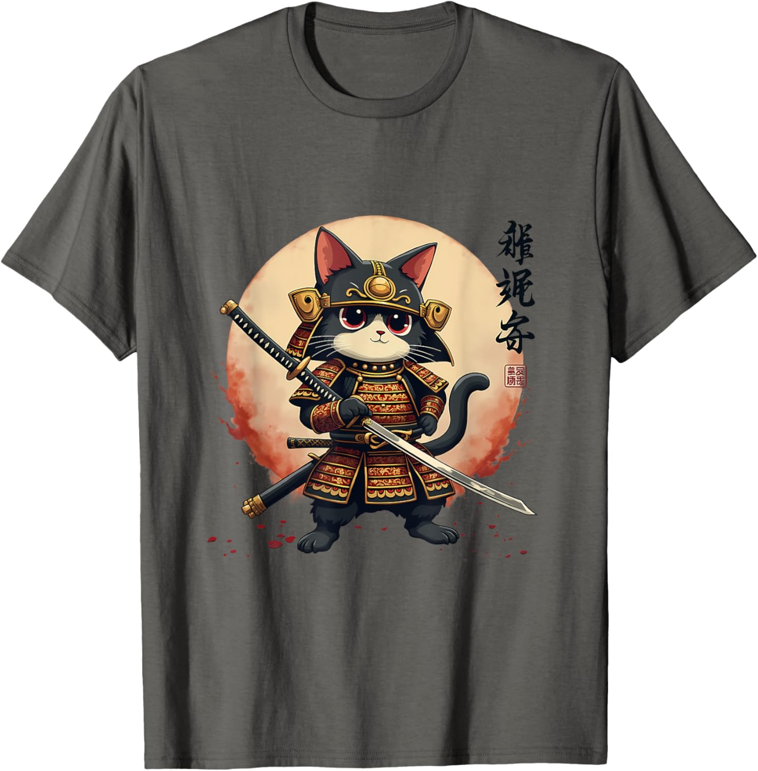 Samurai Cat Warrior Art Tee for Men and Women - Cool Japanese Anime T-Shirt - 2