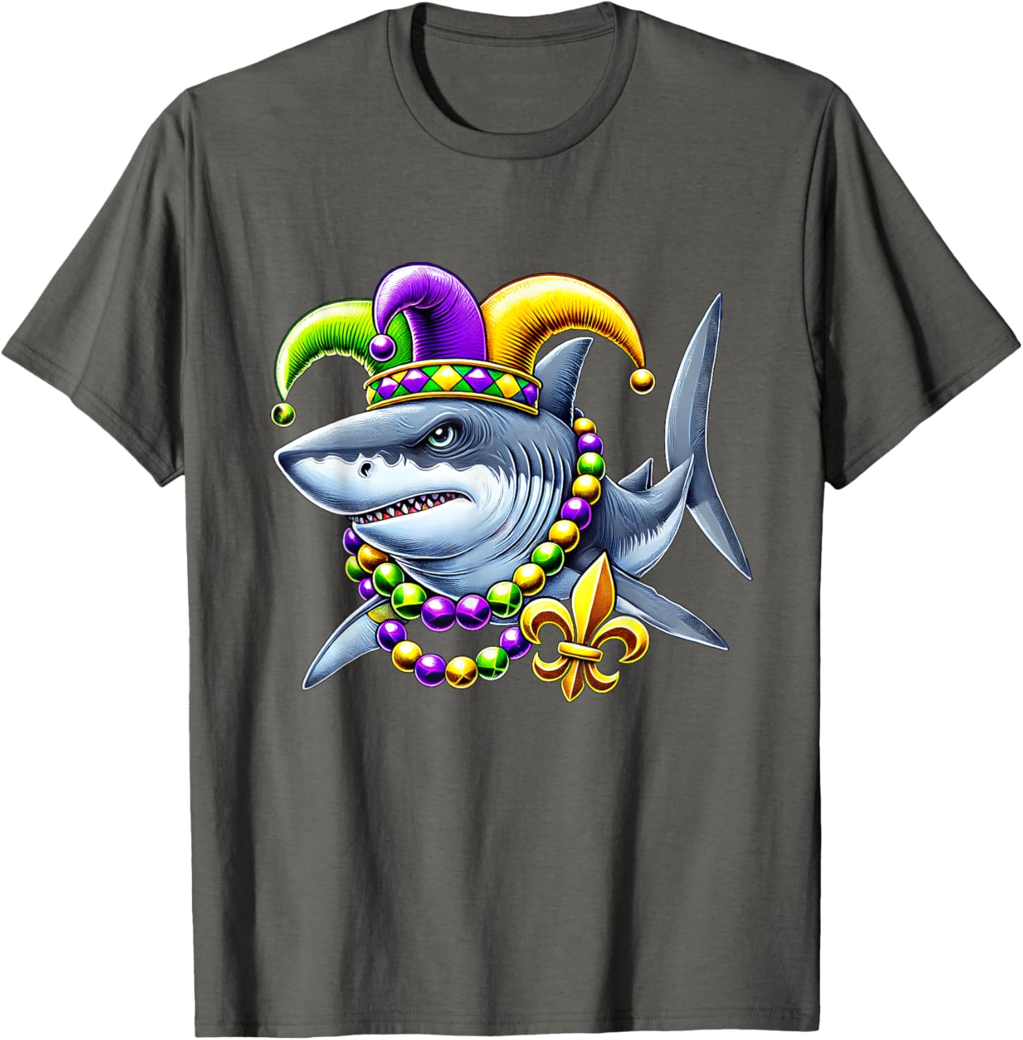 Jester Shark Beads Mardi Gras T-Shirt for Men, Women, and Kids - 15