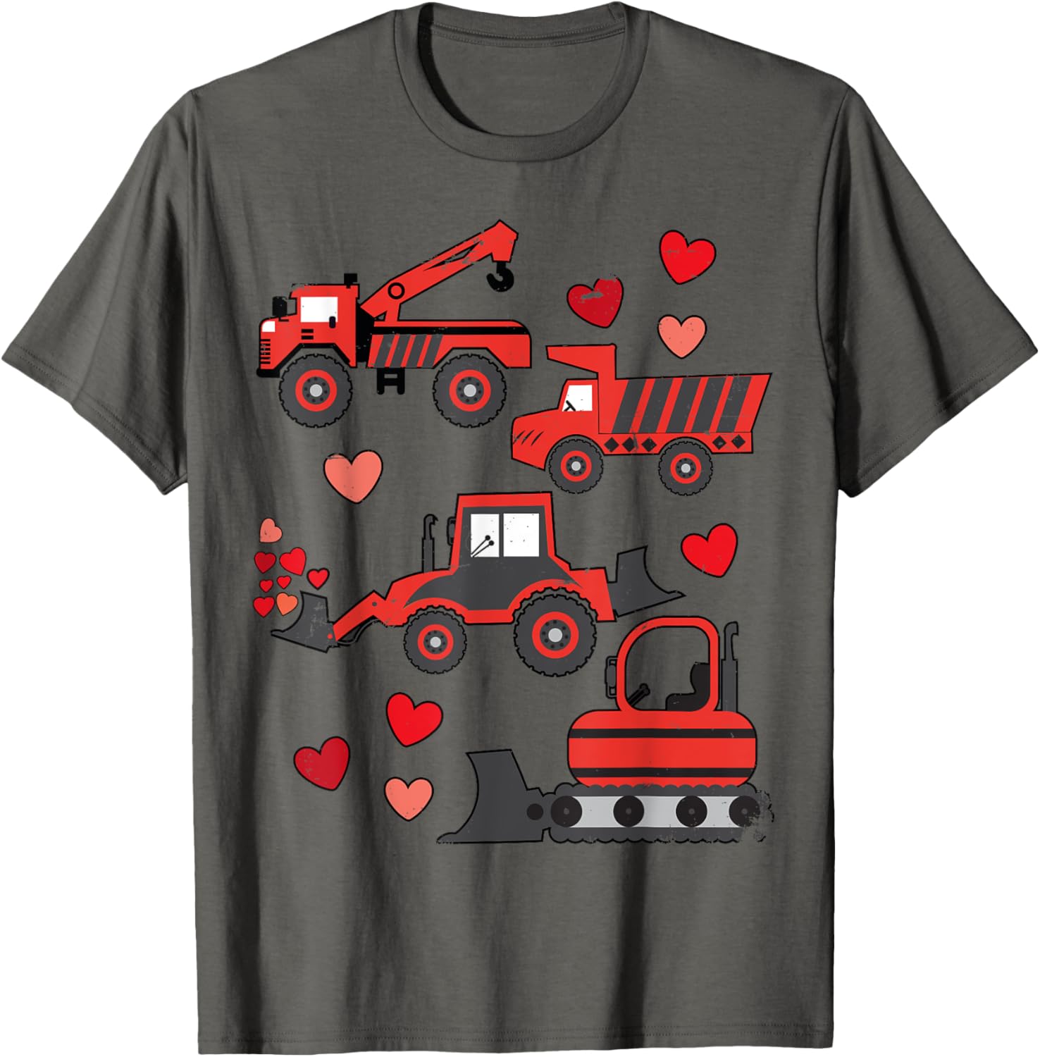 Funny Valentines Day Construction Trucks T-Shirt for Kids and Adults - 12