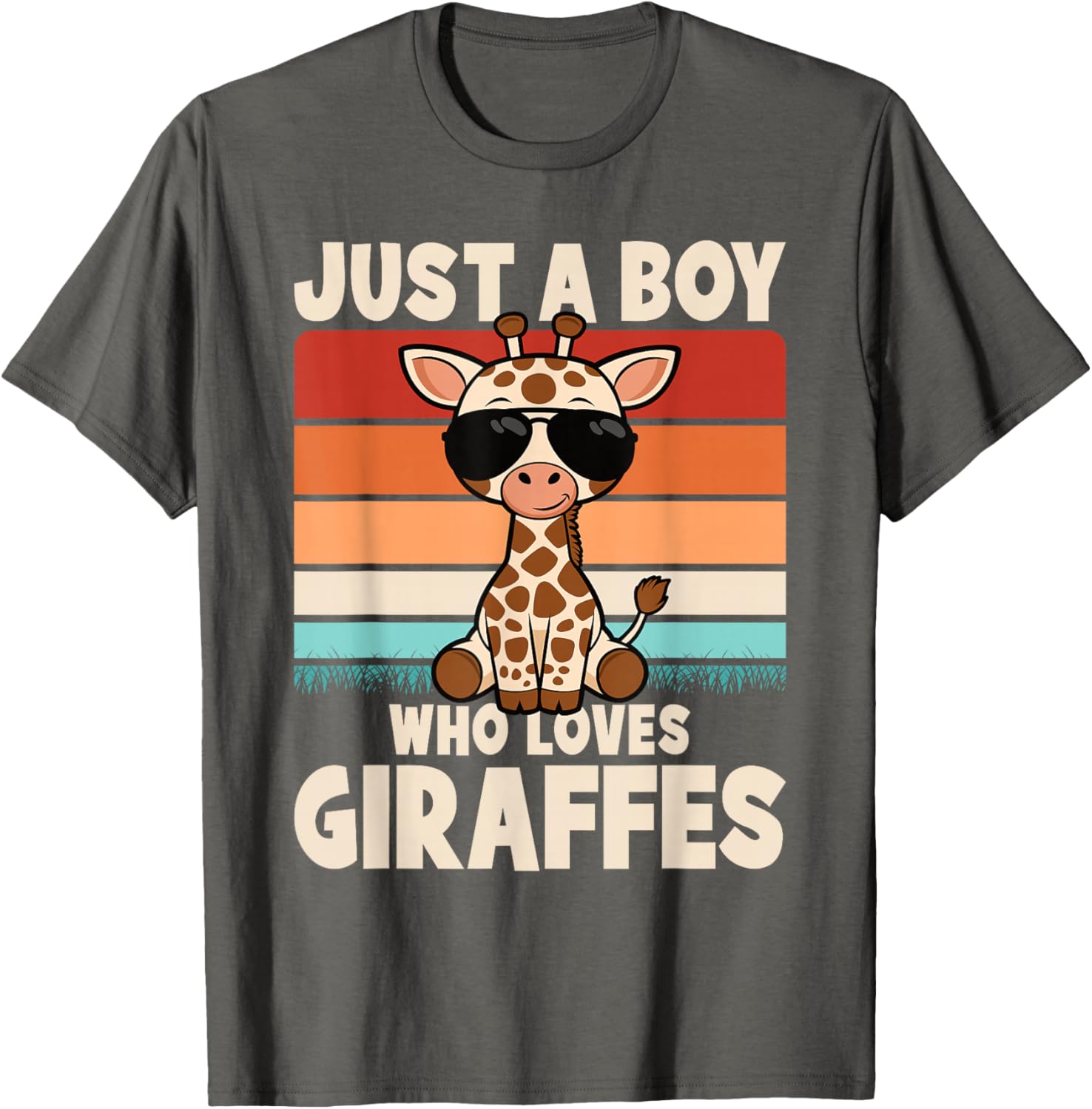 Just A Boy Who Loves Giraffes Retro Wild Animal Kids T-Shirt - 1