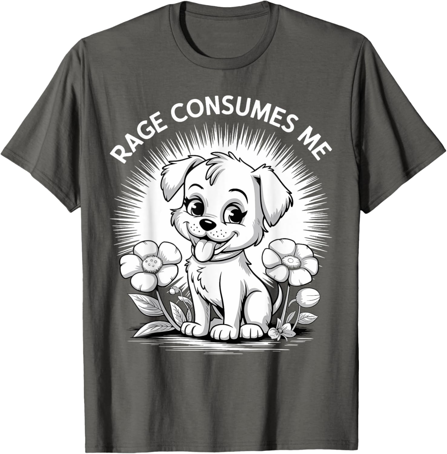 Cute Funny Puppy Rage Flower Meme Retro T-Shirt for Dog Lovers - 3