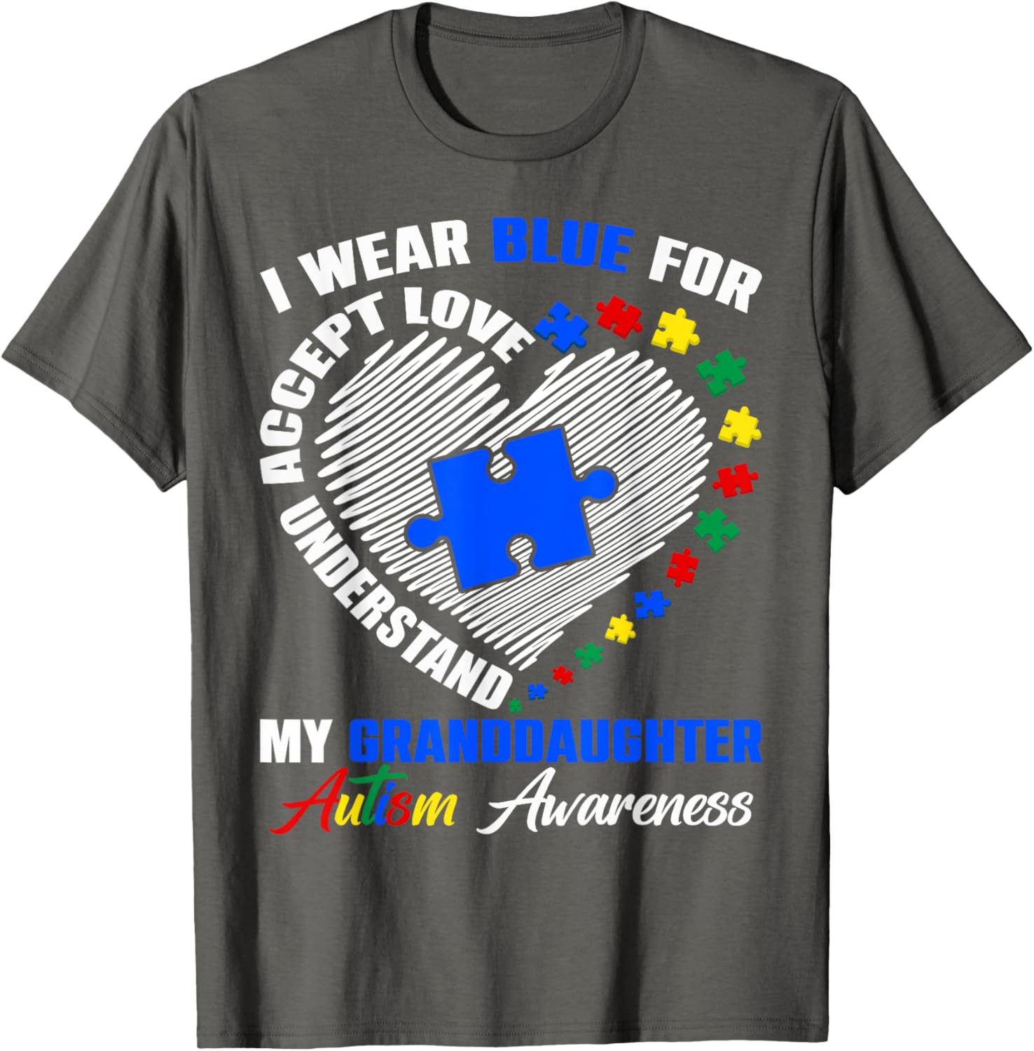 Blue Puzzle Pie T-Shirt for Autism Awareness - Perfect for Granddaughters - 23