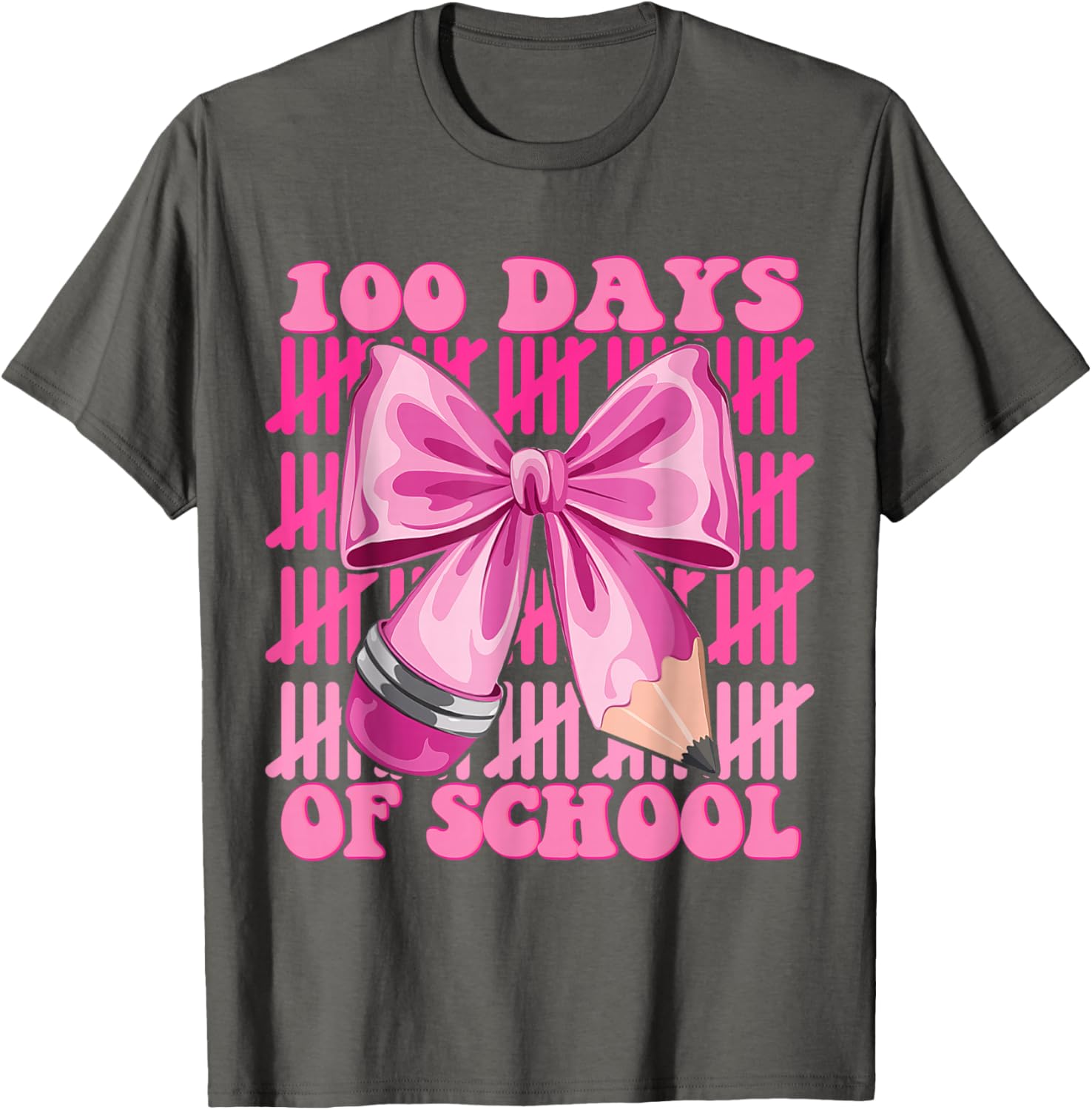 100 Days of School Girls Coquette Bow T-Shirt for Celebrating Milestones - 25