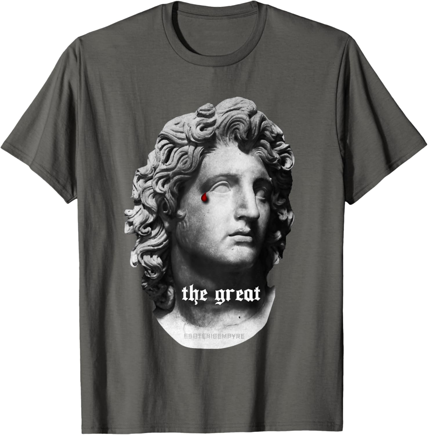Alexander the Great Bust T-Shirt with Unique Bloody Teardrop Design - 25
