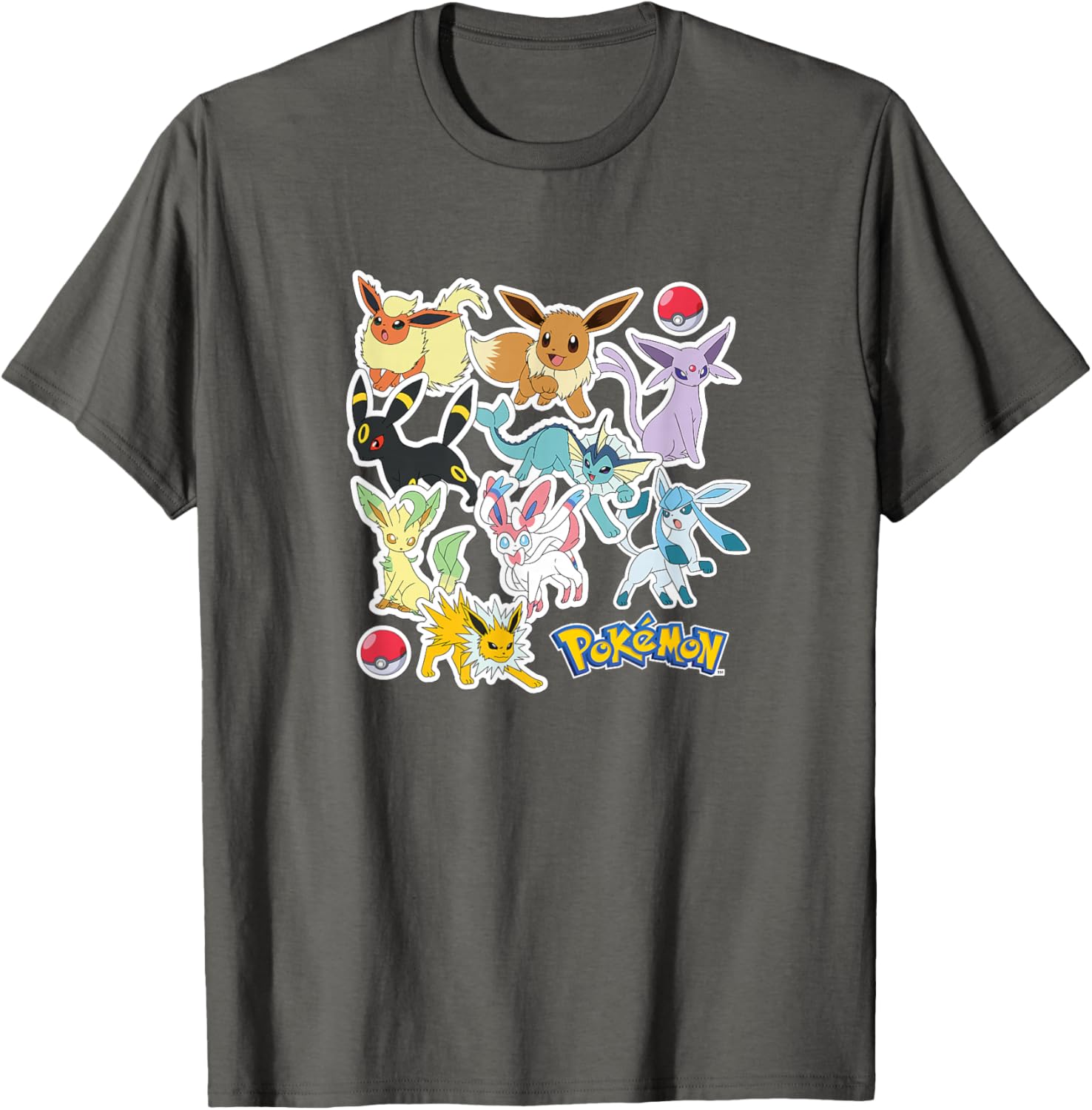 Eevee and Eeveelution Stickers T-Shirt for Pokémon Fans - Cool Apparel - 9