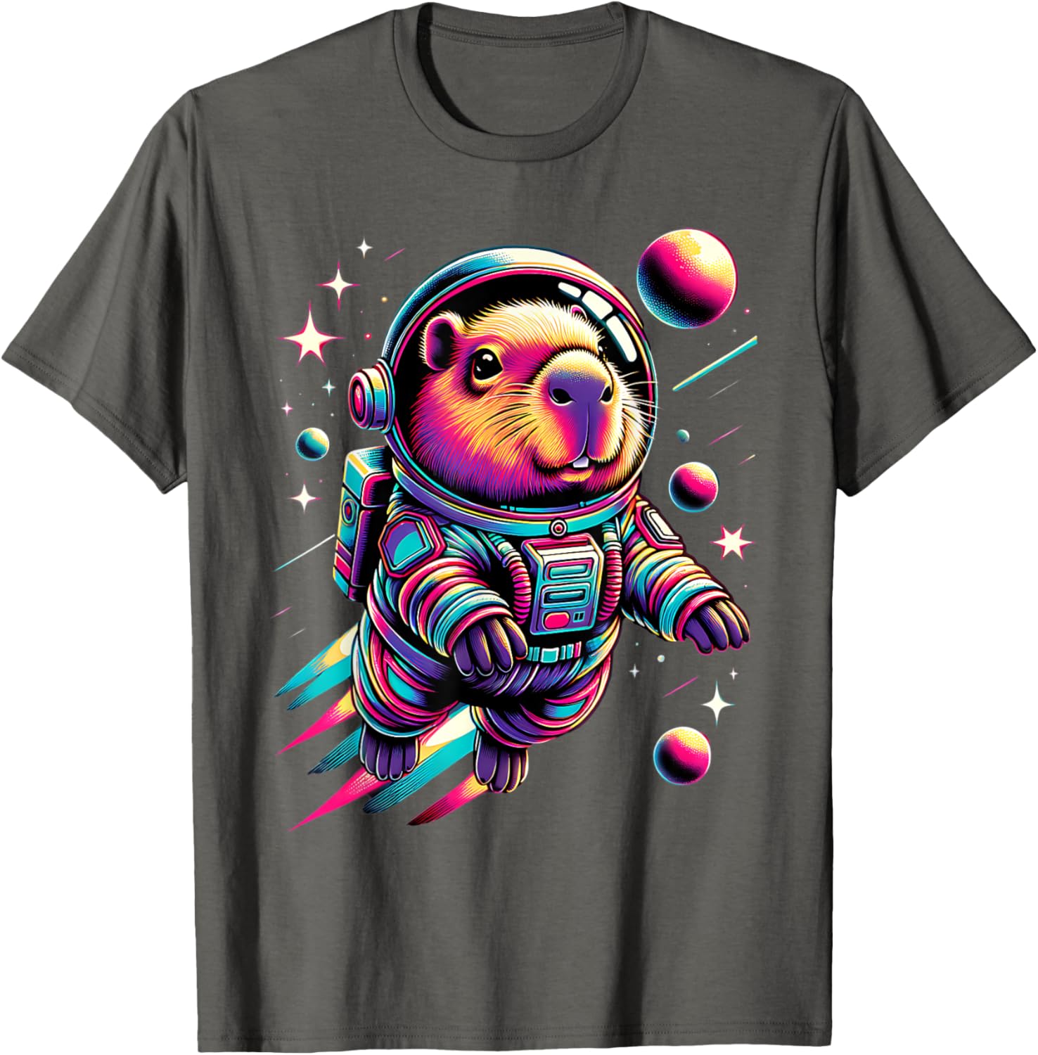 Adorable Space Capybara Astronaut T-Shirt for Animal Lovers - 4