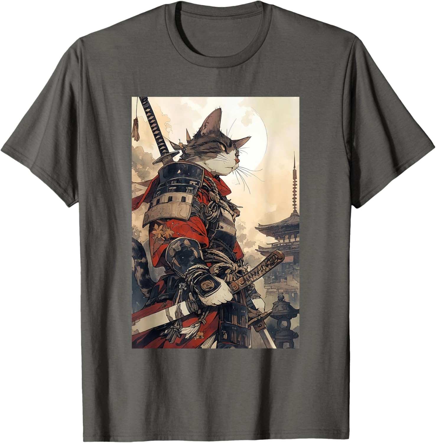 Samurai Cat Graphic Tee Vintage Japanese Art for Men, Women, Kids - 21