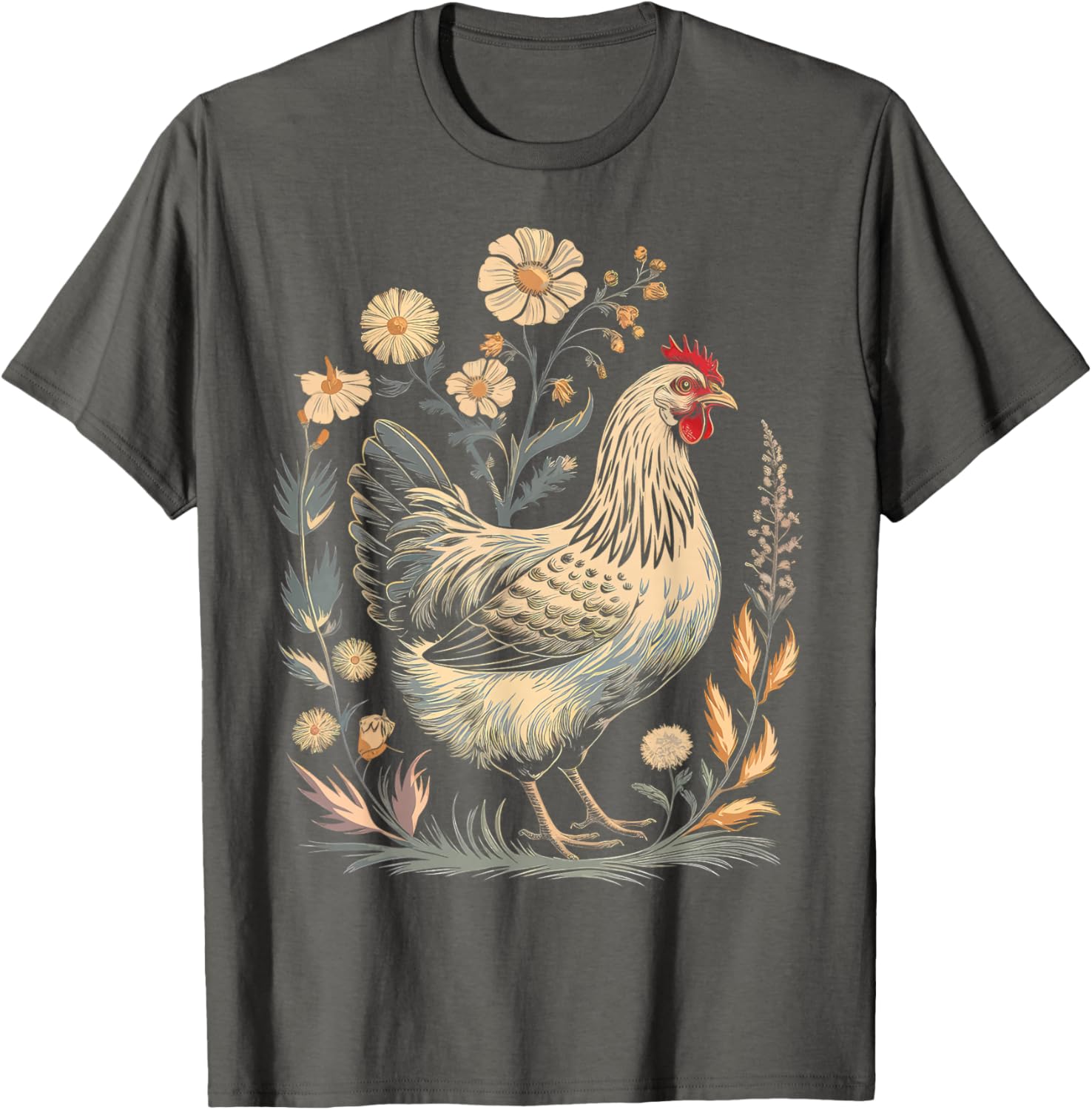 Colorful Chicken Floral Art T-Shirt for Women - Perfect for Farm Lovers - 8