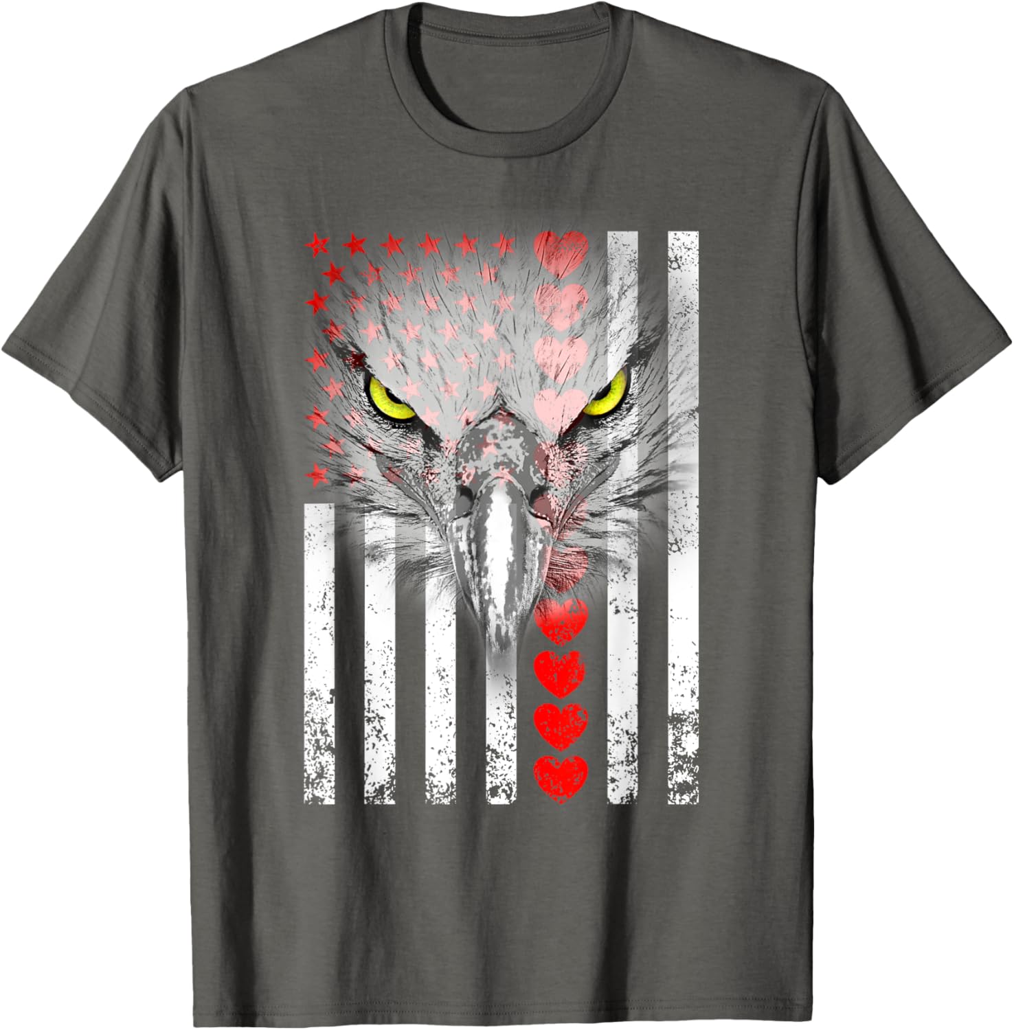 Happy Valentine's Day Eagle T-Shirt for Animal Lovers with Hearts & Flag - 8
