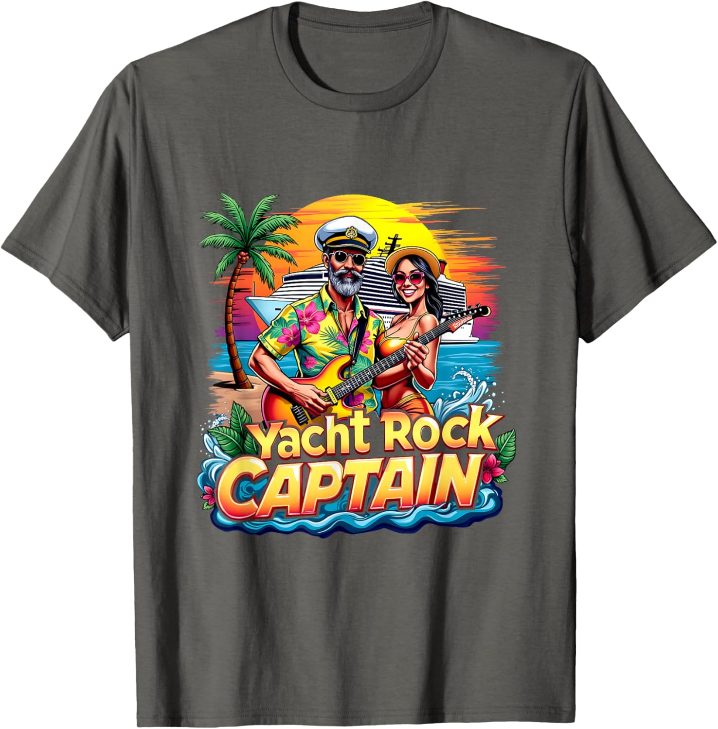 Retro Yacht Rock Captain Tropical Cruise Squad T-Shirt for Fun Parties - 7